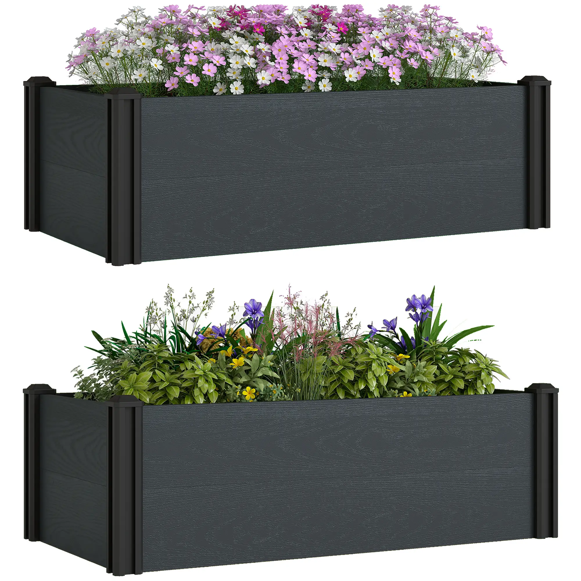 Vinyl Raised Garden Bed Kit, 2 Elevated Boxes, Open Bottom, Screwless Planter - Image 11