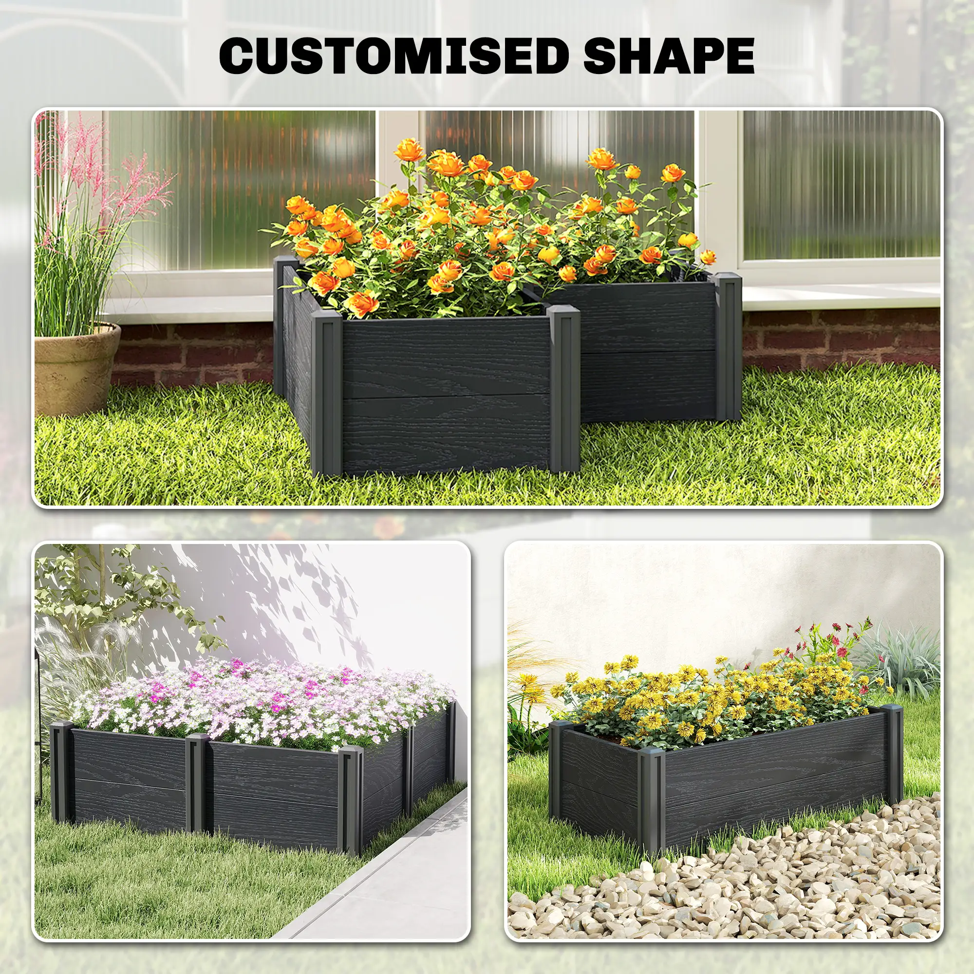 Vinyl Raised Garden Bed Kit, 3 x 3 x 1ft, Elevated Planter Box - Image 5