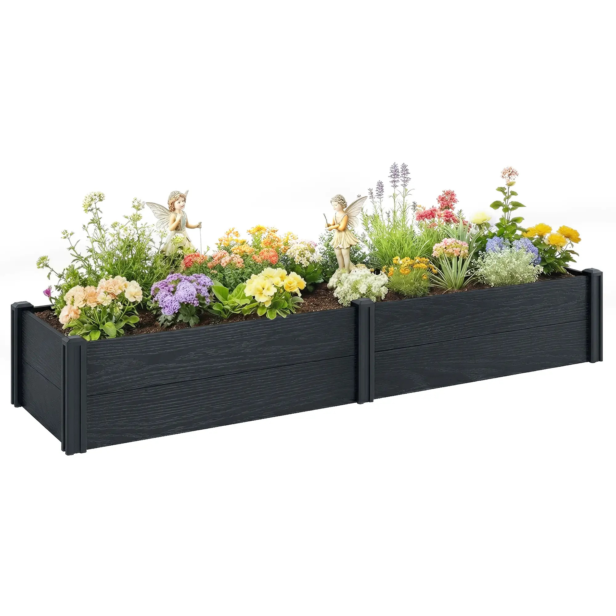 Vinyl Raised Garden Bed Kit, 6.5 x 2 x 1ft, Grey Wood Effect, Grey - Image 11