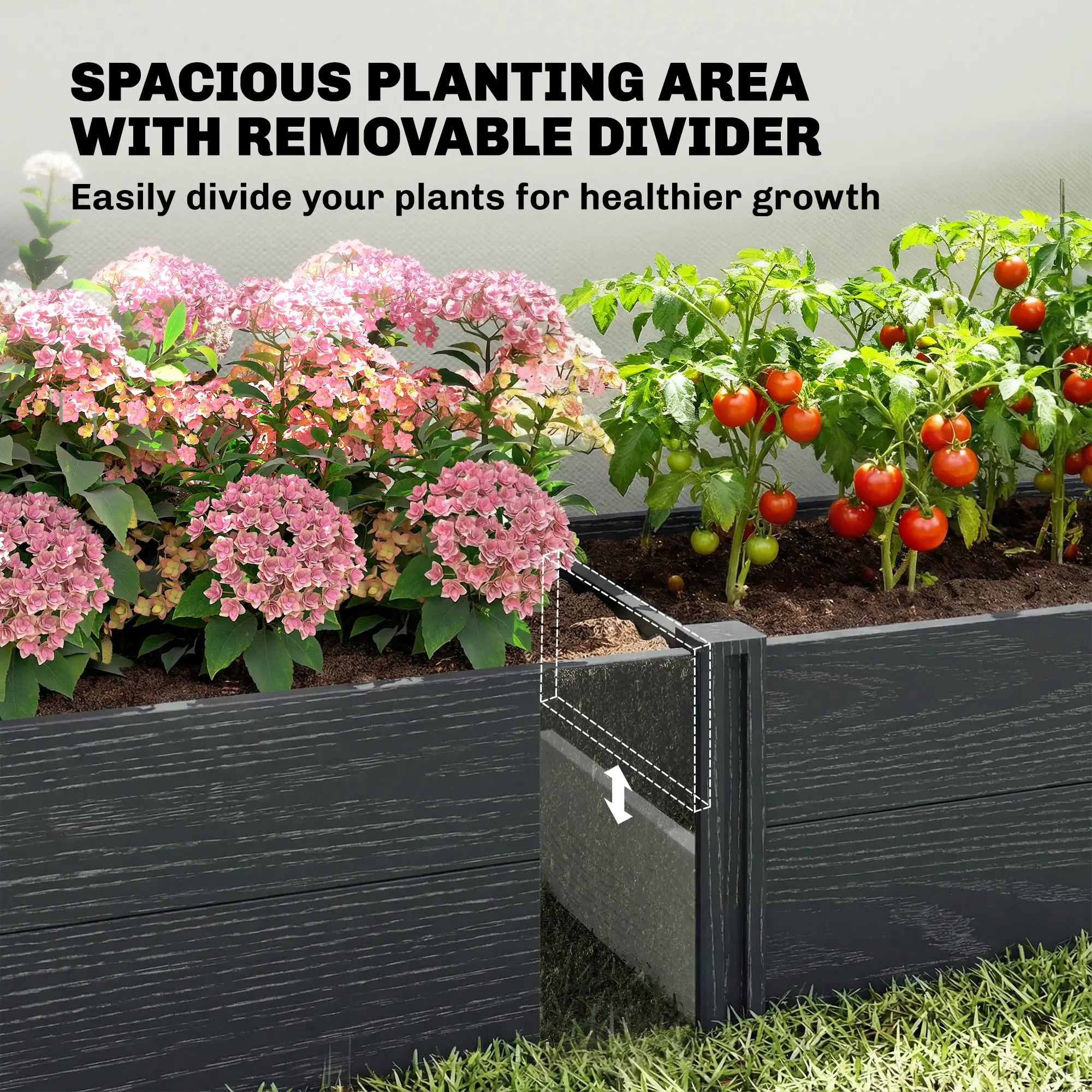 Vinyl Raised Garden Bed Kit, 6.5 x 2 x 1ft, Grey Wood Effect, Grey - Image 5