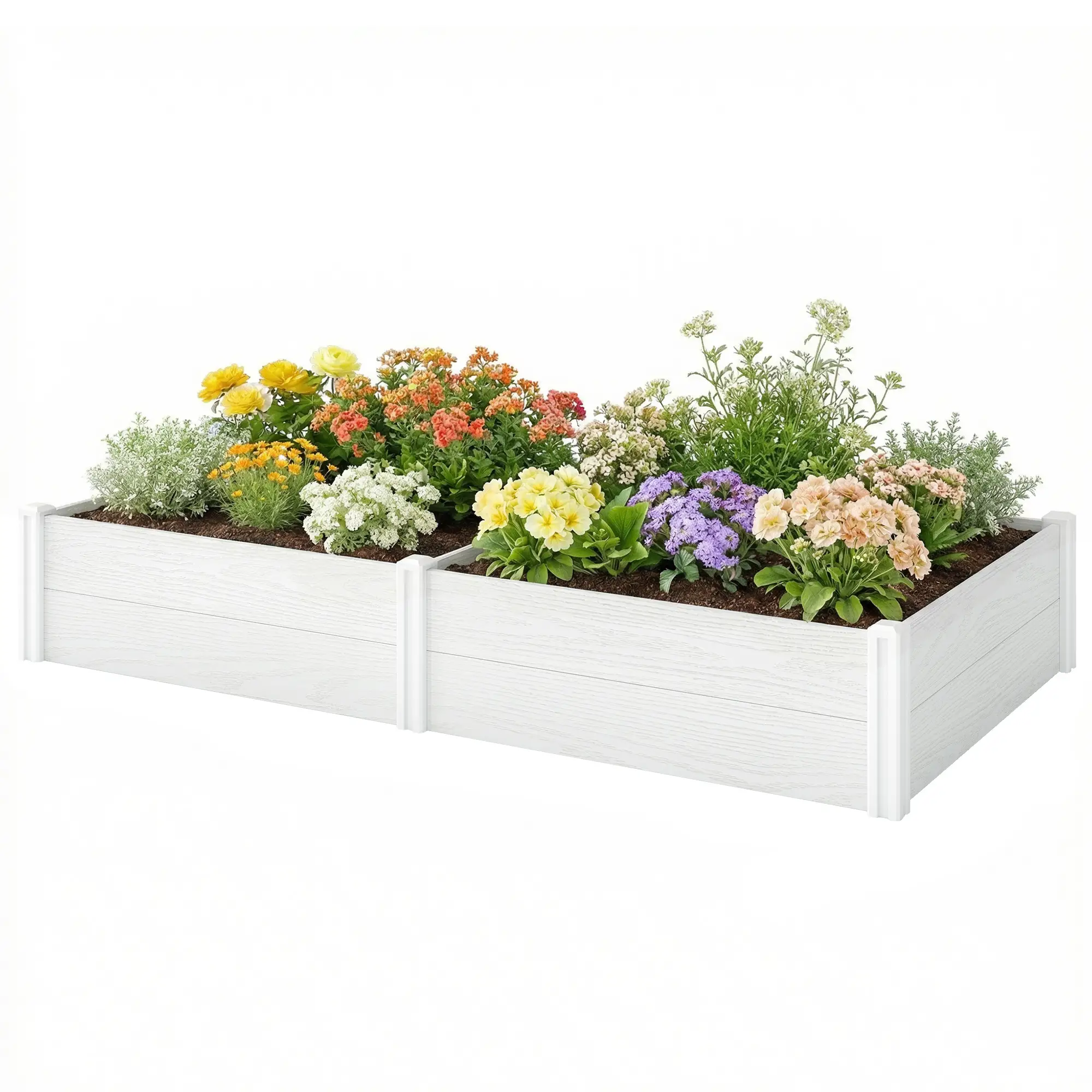 Vinyl Raised Garden Bed Kit, 6.5 x 3 x 1ft, White