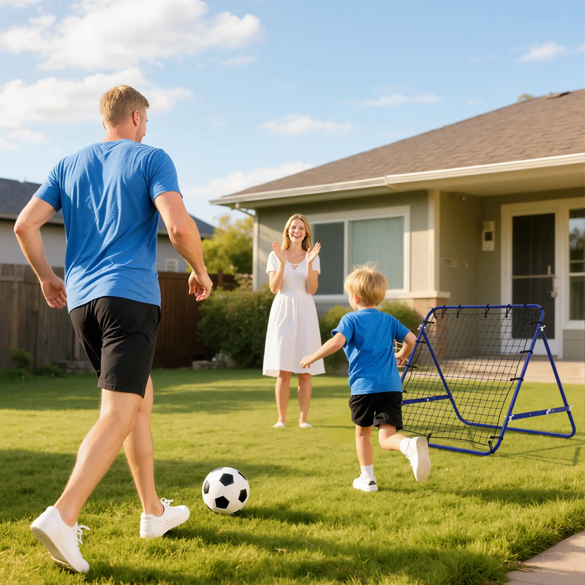 Volleyball Rebounder Net, Football Training Aid, Kickback Target, Blue - Image 9