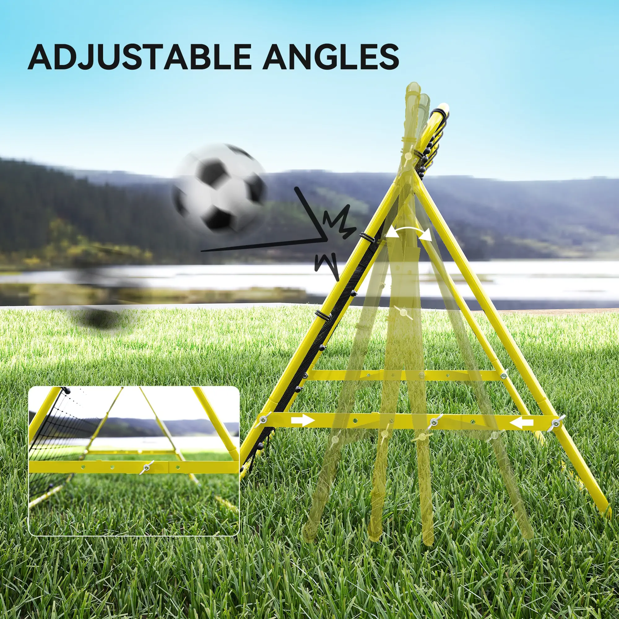 Volleyball Rebounder Net, Football Training Aid, Kickback Target, Yellow - Image 5