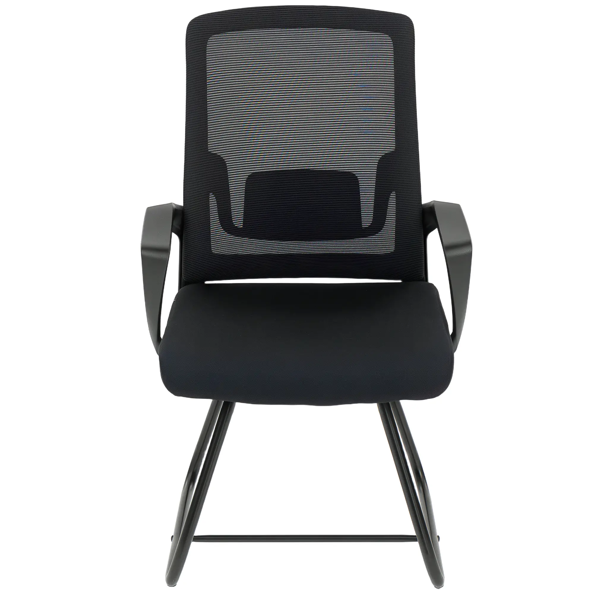 Waiting Room Chair, Desk Chair No Wheels, Mesh Back, Lumbar Support, Metal Base