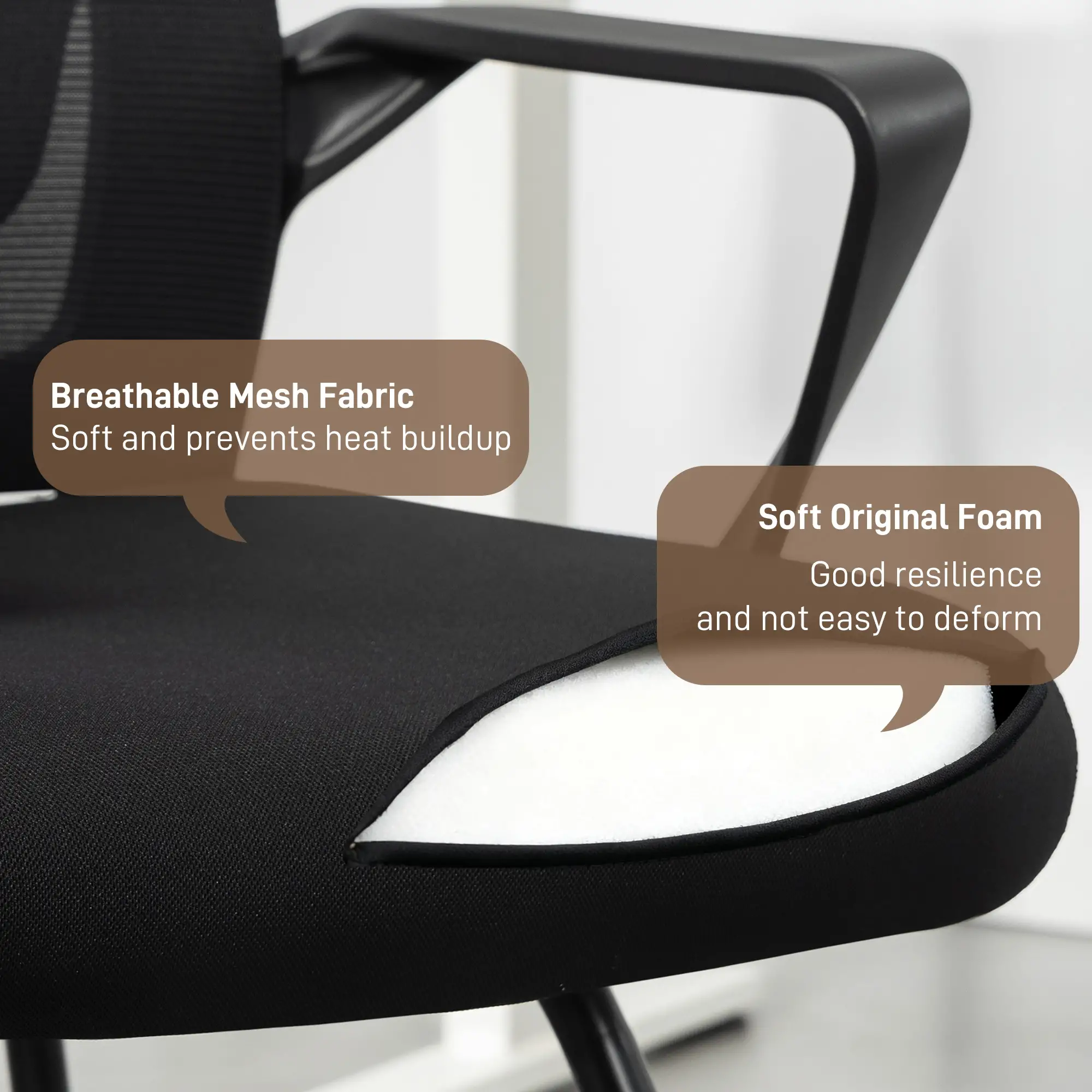 Waiting Room Chair, Desk Chair No Wheels, Mesh Back, Lumbar Support, Metal Base - Image 5