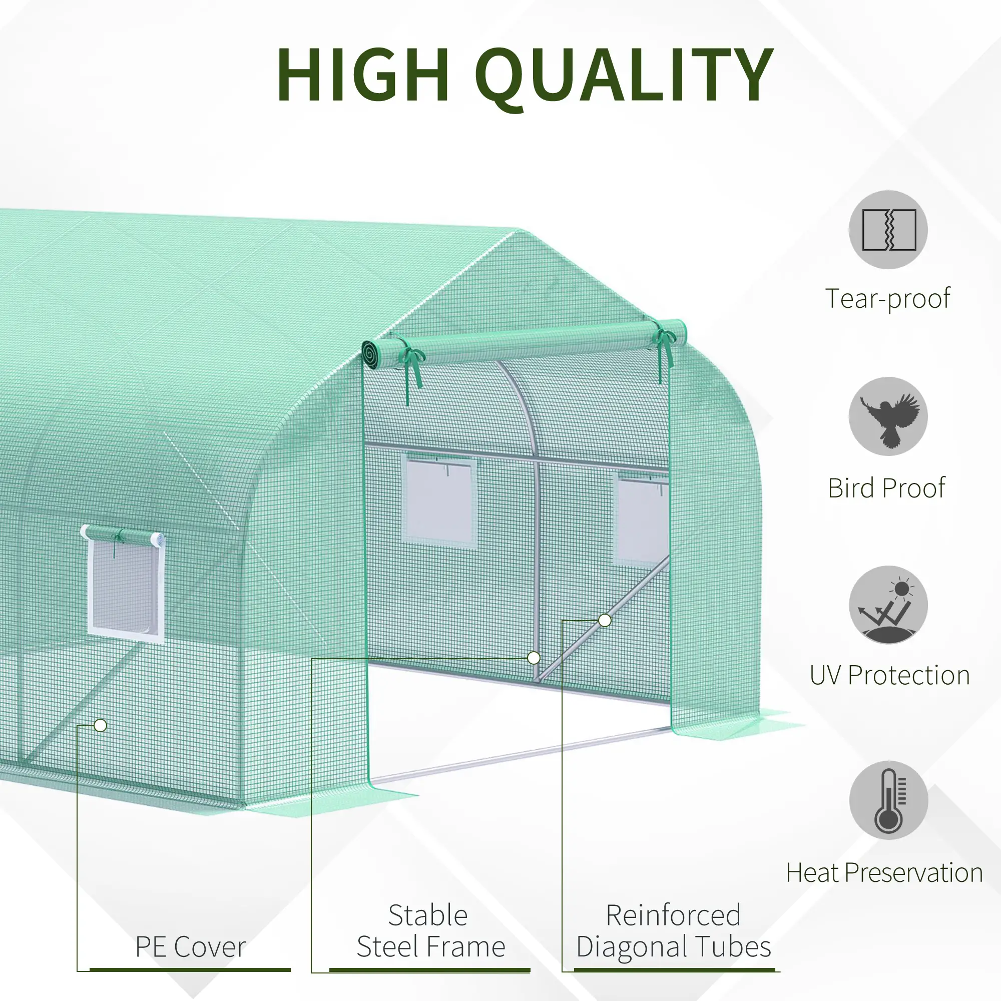 Walk-In Greenhouse, Portable Garden Plant Greenhouse, Premium Steel Frame - Image 4