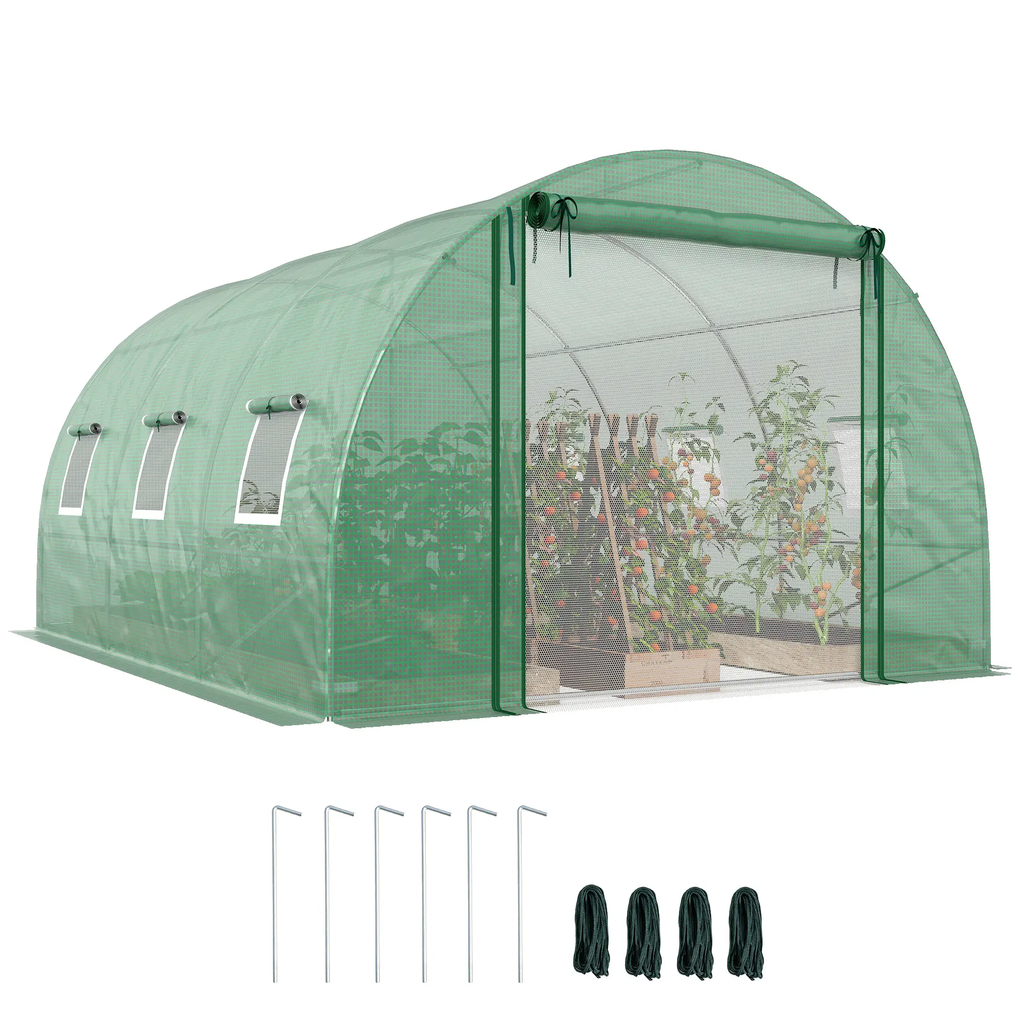 Walk-in Tunnel Greenhouse, 13'x9.8'x6.6', Green - Image 11