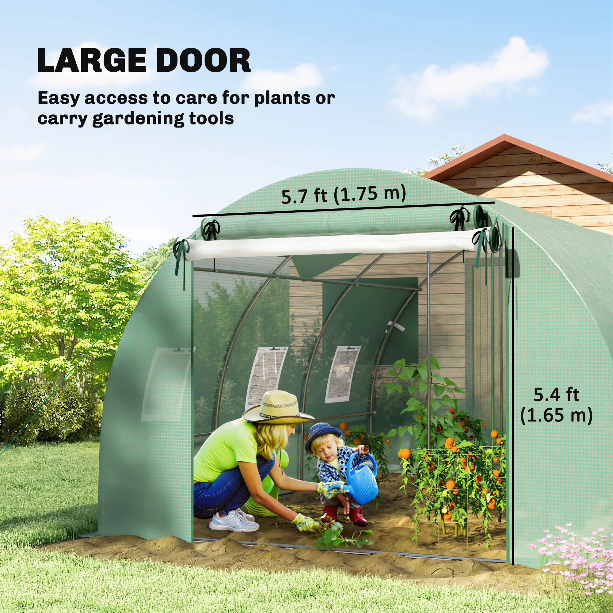 Walk-in Tunnel Greenhouse, 13'x9.8'x6.6', Green - Image 7
