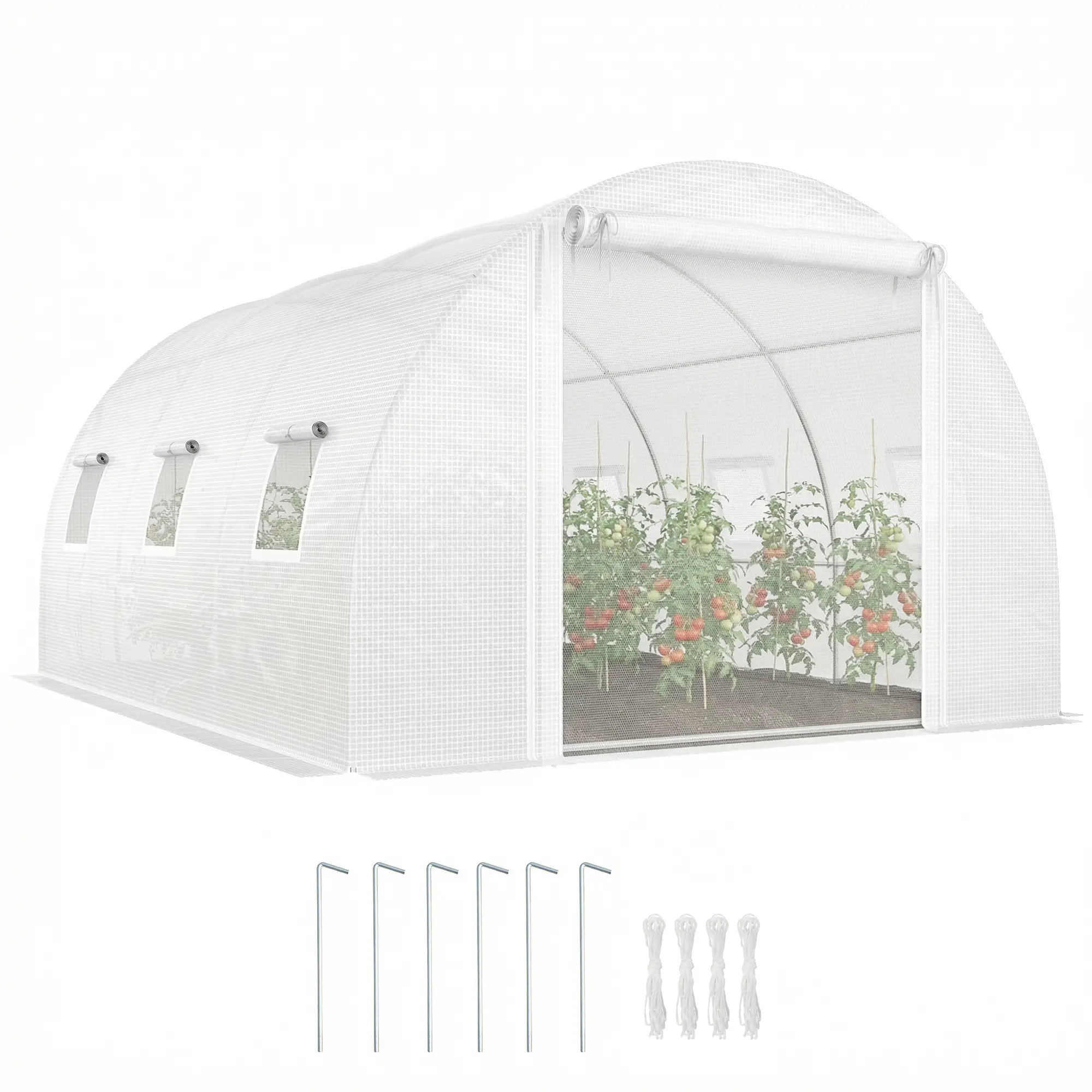 Walk-In Tunnel Greenhouse, 13'x9.8'x6.6', White - Image 11