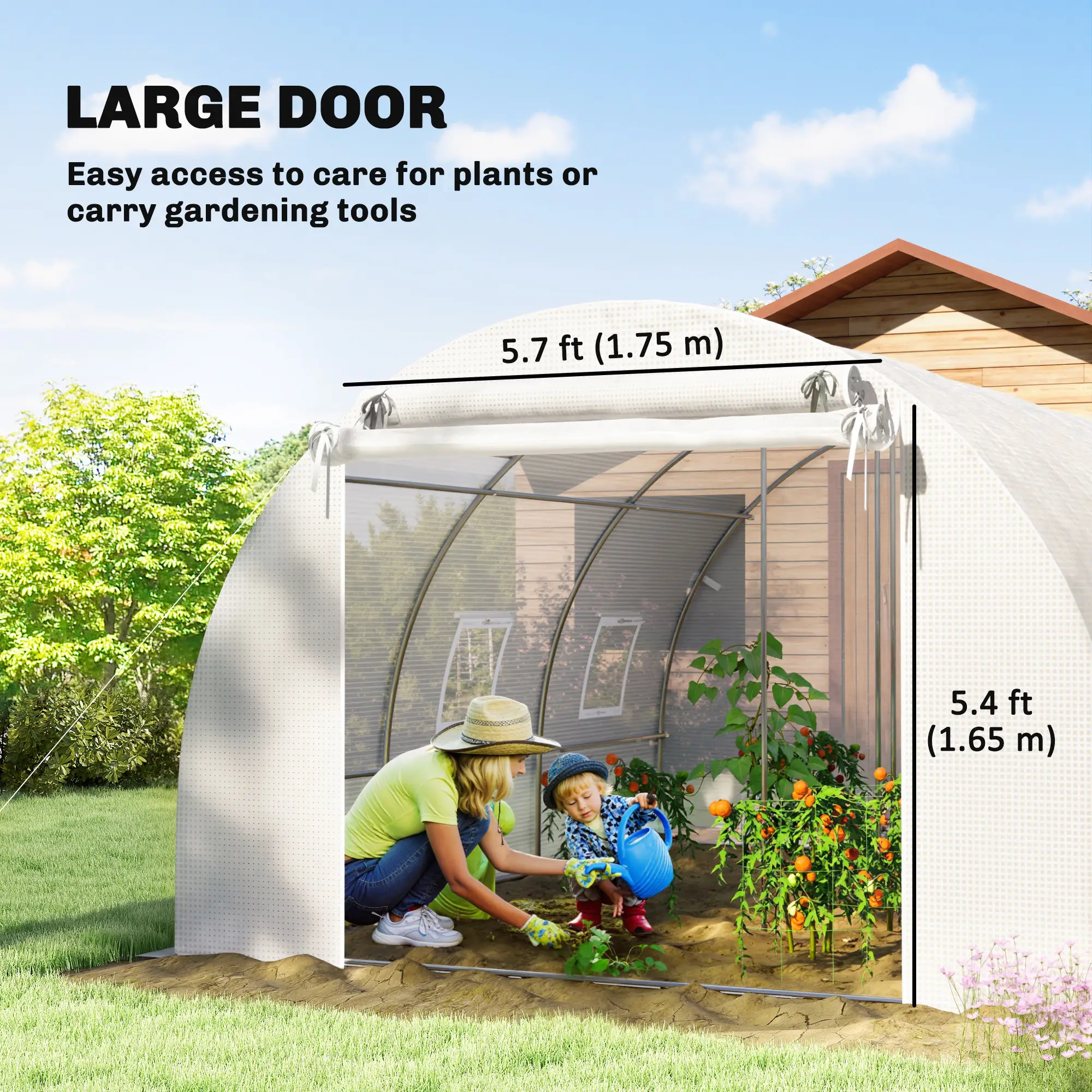 Walk-In Tunnel Greenhouse, 13'x9.8'x6.6', White - Image 7