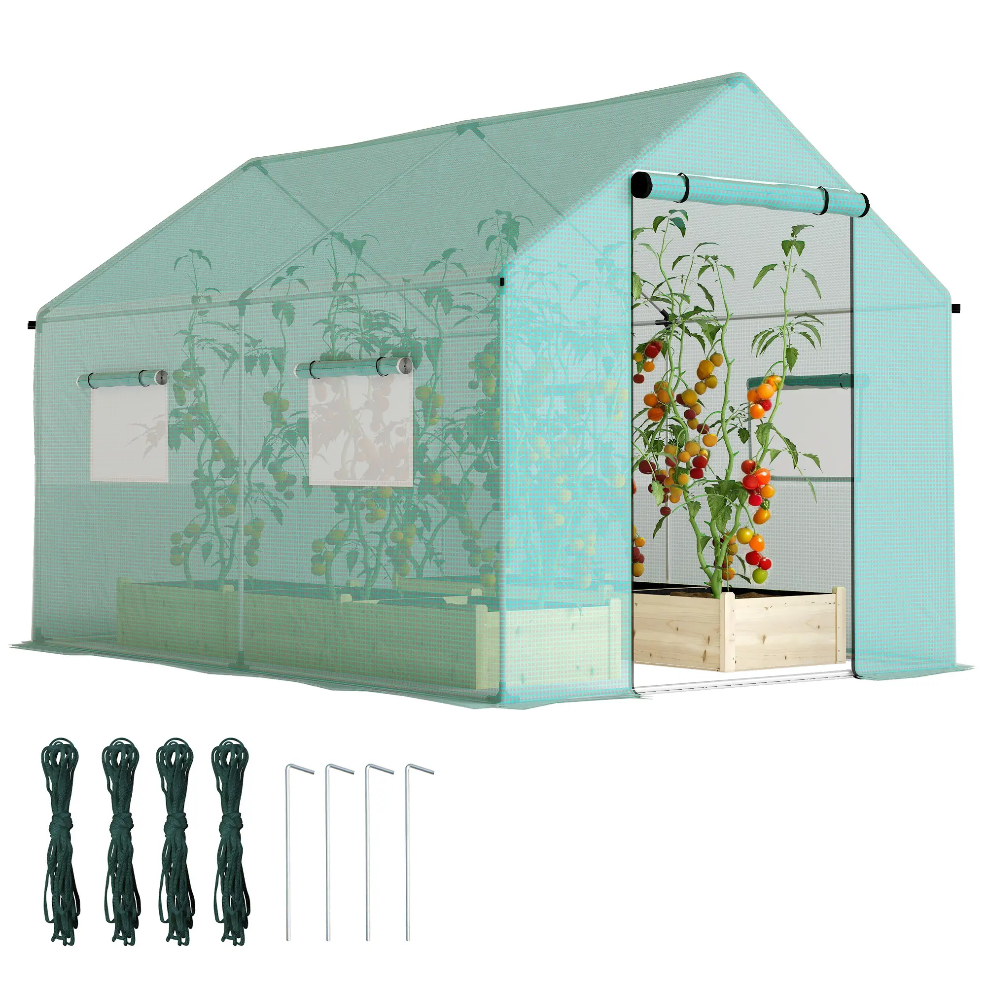 Walk-in Tunnel Greenhouse, UV-Resistant, 6.6' x 10' x 6.6', Green - Image 11