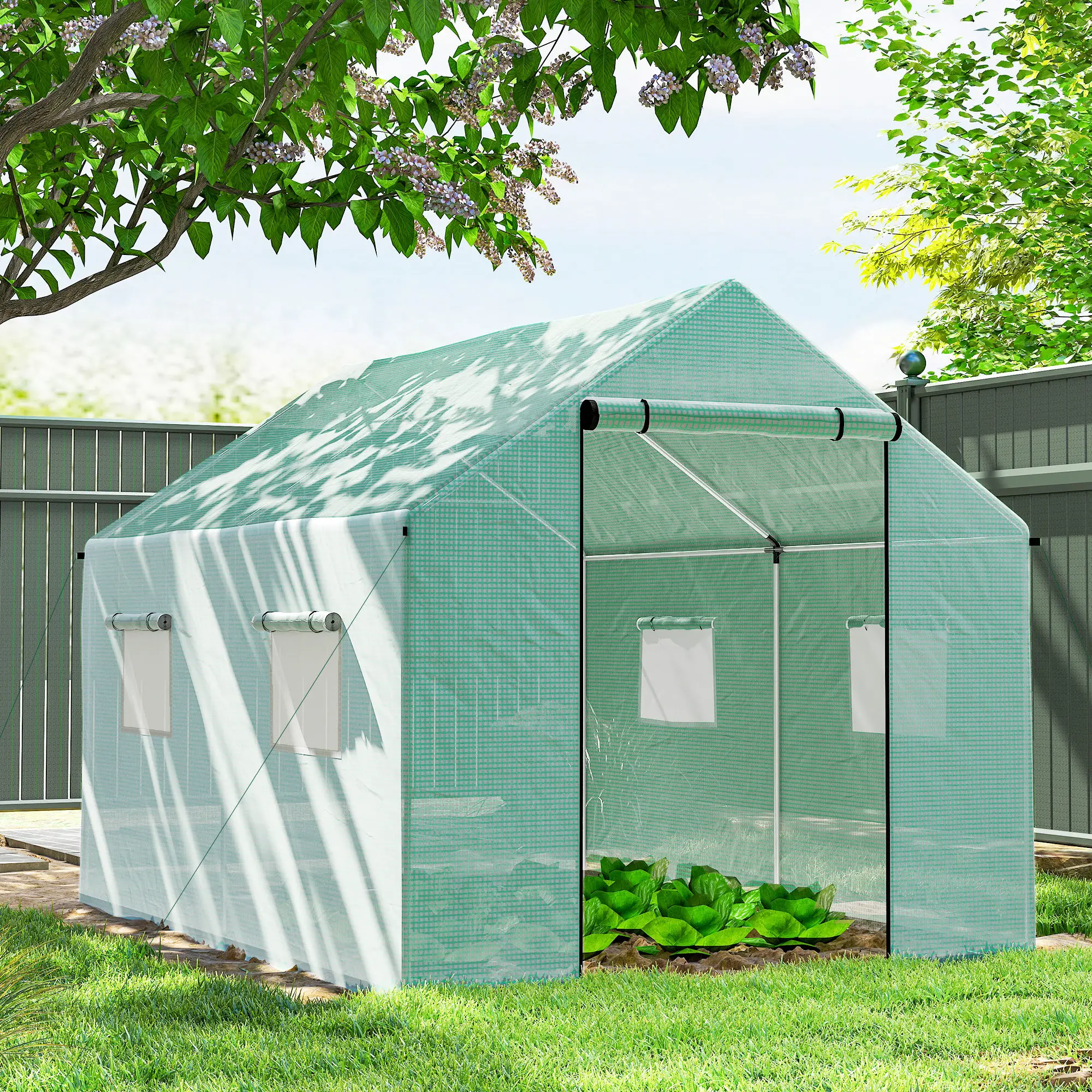Walk-in Tunnel Greenhouse, UV-Resistant, 6.6' x 10' x 6.6', Green - Image 2