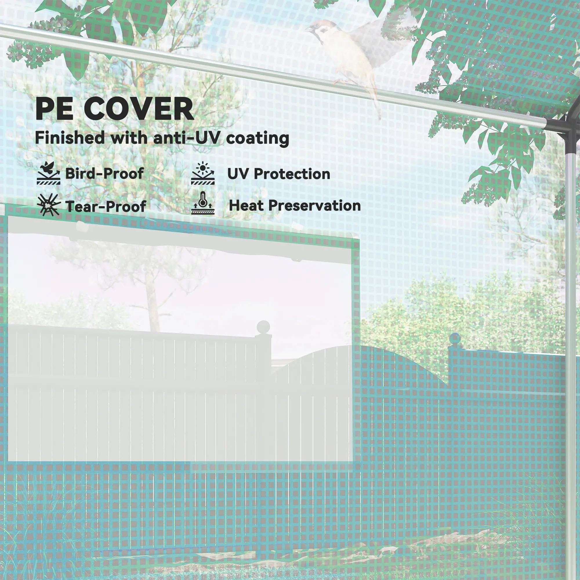 Walk-in Tunnel Greenhouse, UV-Resistant, 6.6' x 10' x 6.6', Green - Image 6