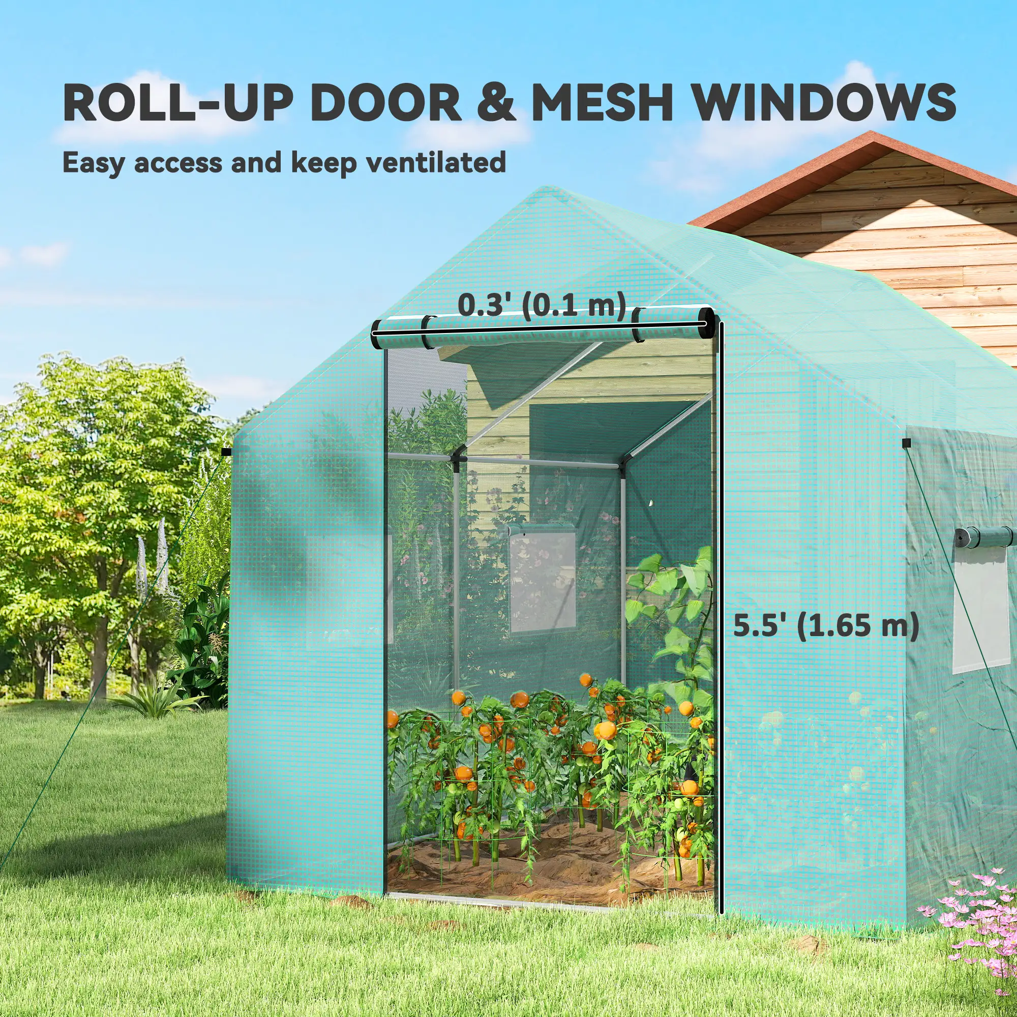 Walk-in Tunnel Greenhouse, UV-Resistant, 6.6' x 10' x 6.6', Green - Image 7
