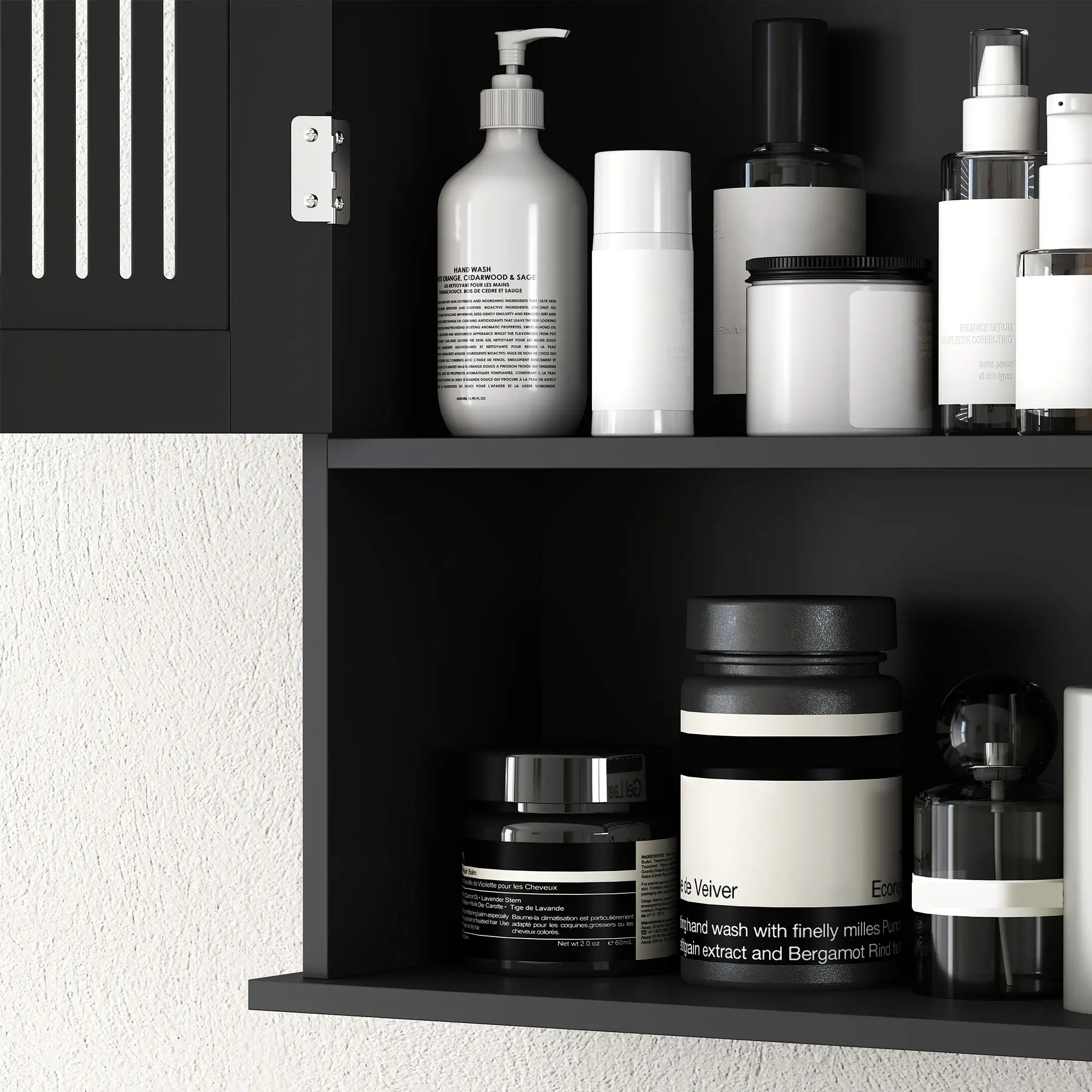 Wall Mount Bathroom Cabinet, 2 Door With Shelf, Black - Image 10