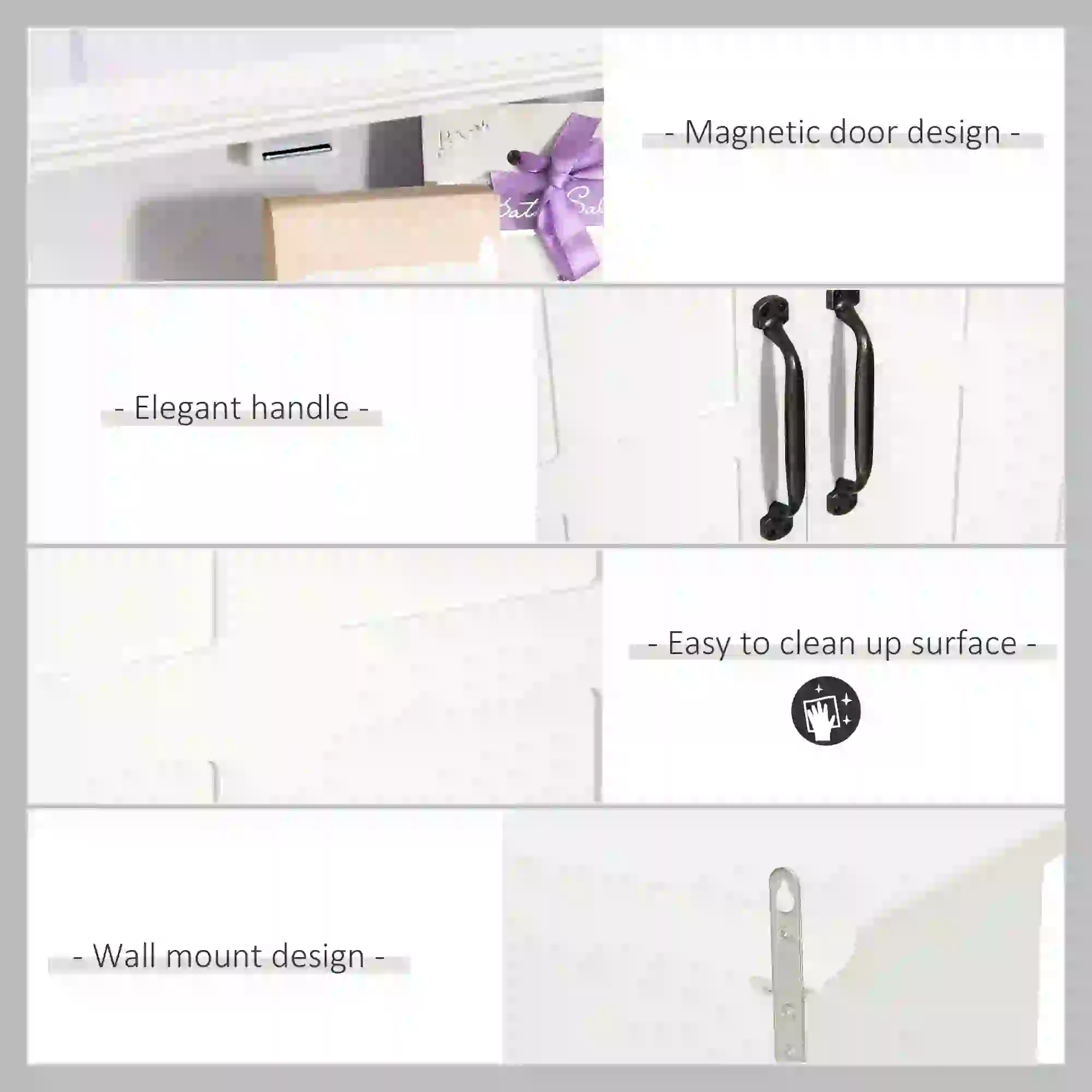 Wall Mount Bathroom Cabinet, 2 Doors, Adjustable Shelf, White - Image 6