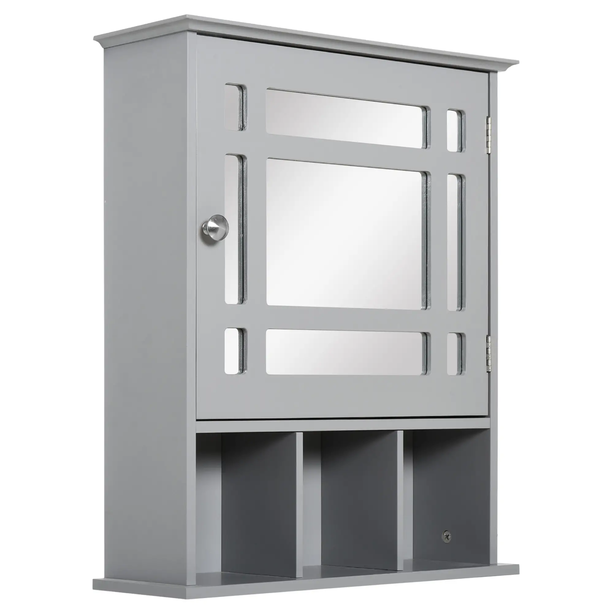 Wall Mount Bathroom Cabinet with Mirror Door, 3 Shelf Organizer, Grey - Image 11