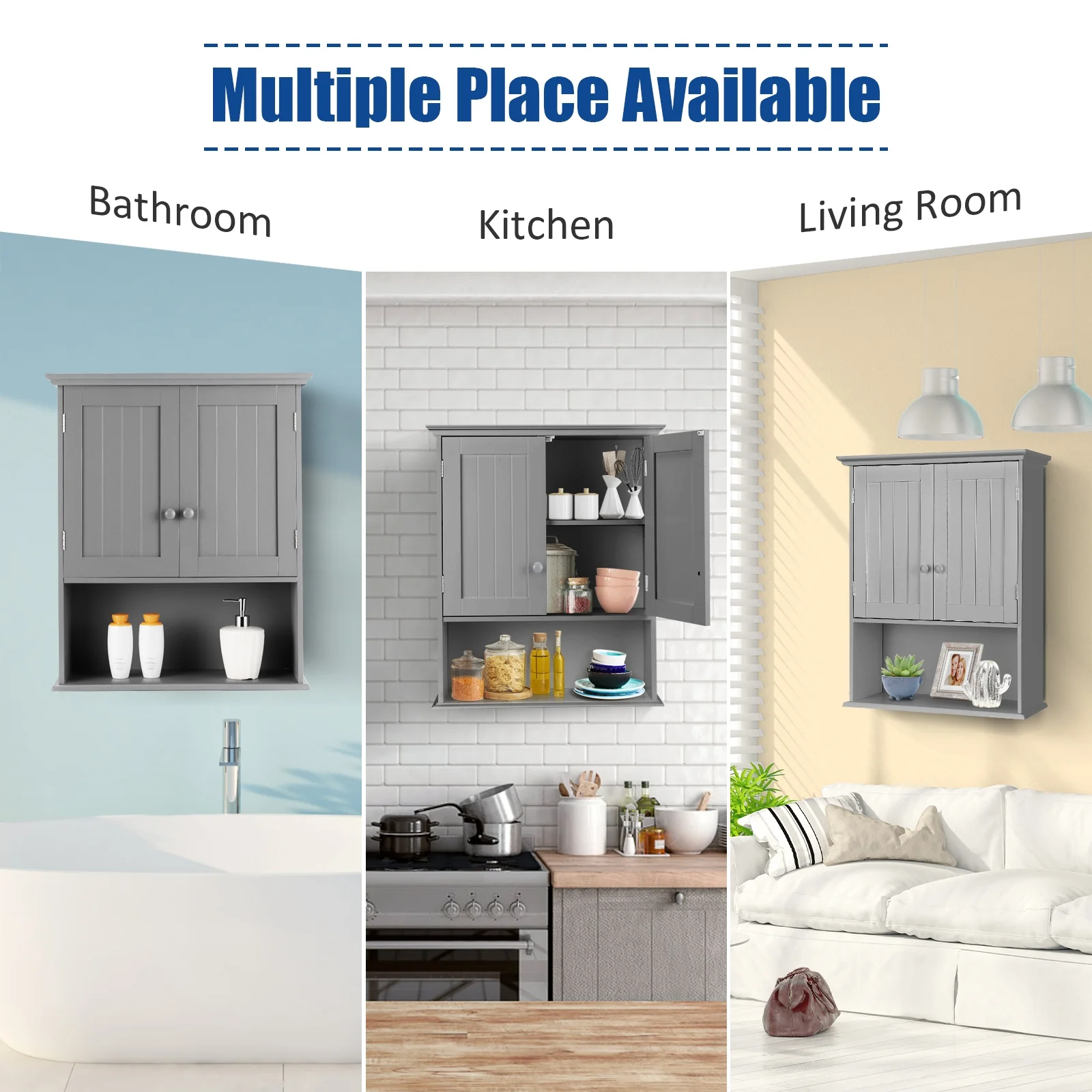 Wall Mount Bathroom Storage Cabinet, Gray - Image 6