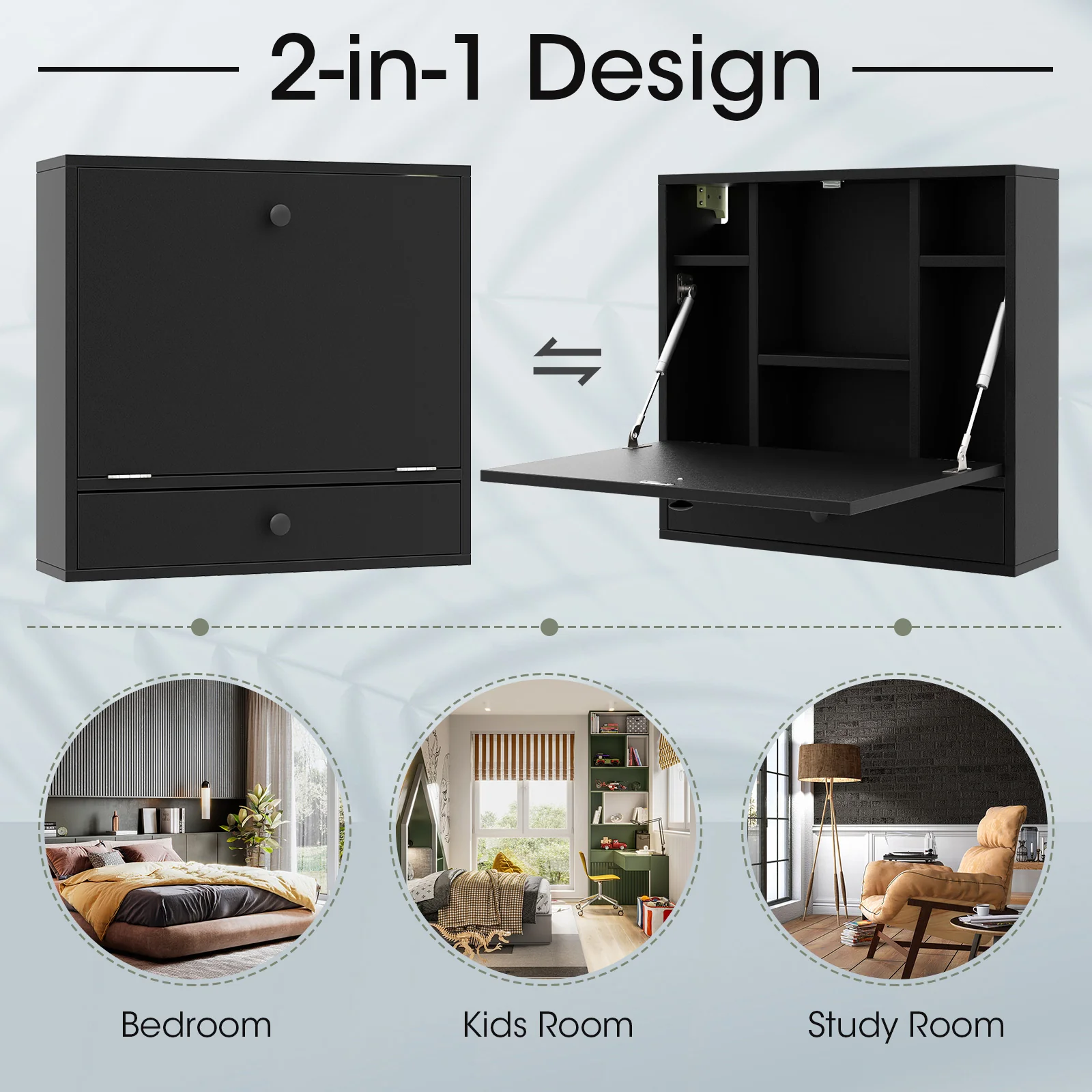 Wall Mount Floating Desk, Foldable Laptop Workstation, Black - Image 8