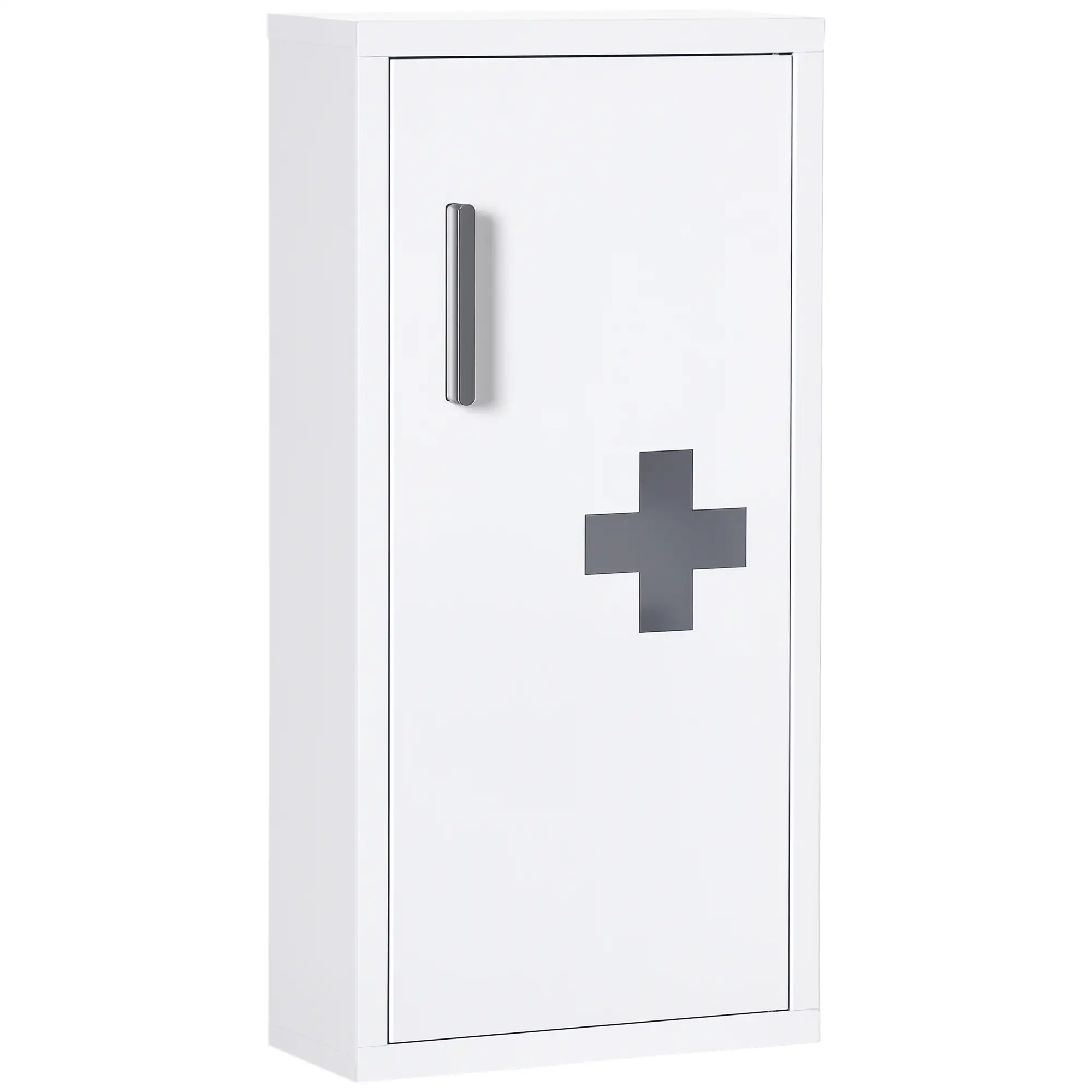 Wall Mount Medicine Cabinet, 2 Shelves, Steel Frame, Magnetic Door, White