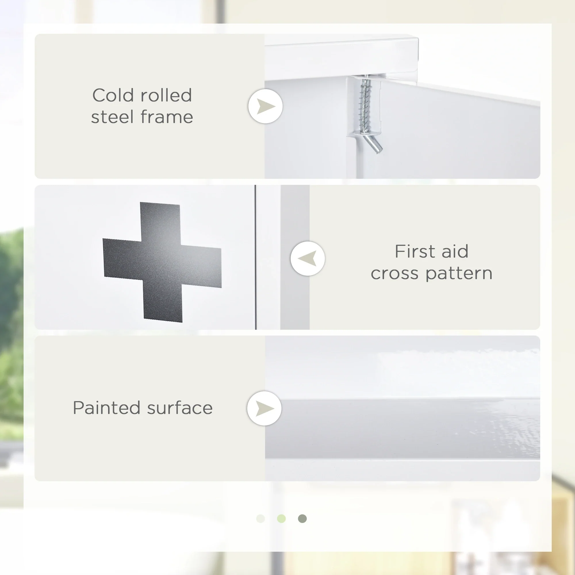 Wall Mount Medicine Cabinet, 2 Shelves, Steel Frame, Magnetic Door, White - Image 5