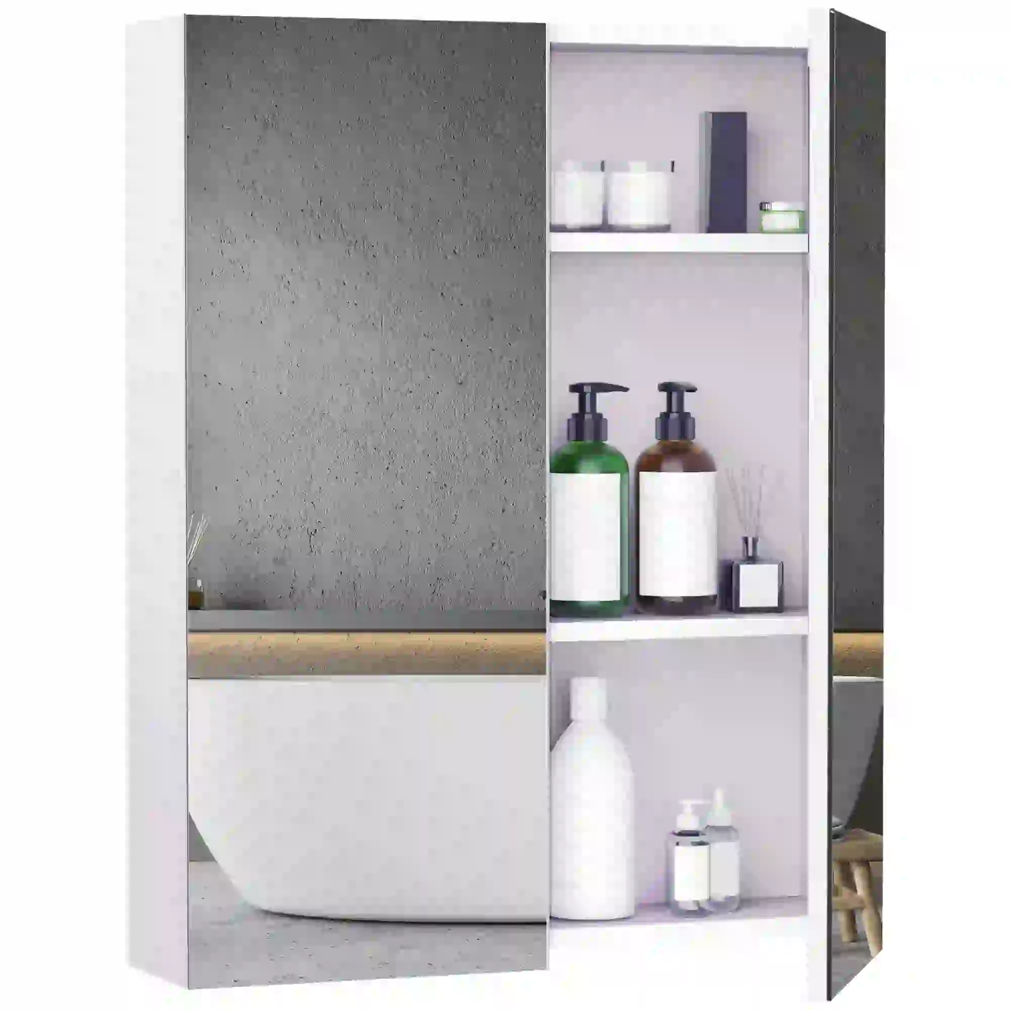 Wall Mount Medicine Cabinet with Mirror, Adjustable Shelf, Double Door, Soft Closing, 23.5" x 29.5", Light Lilac - Image 11