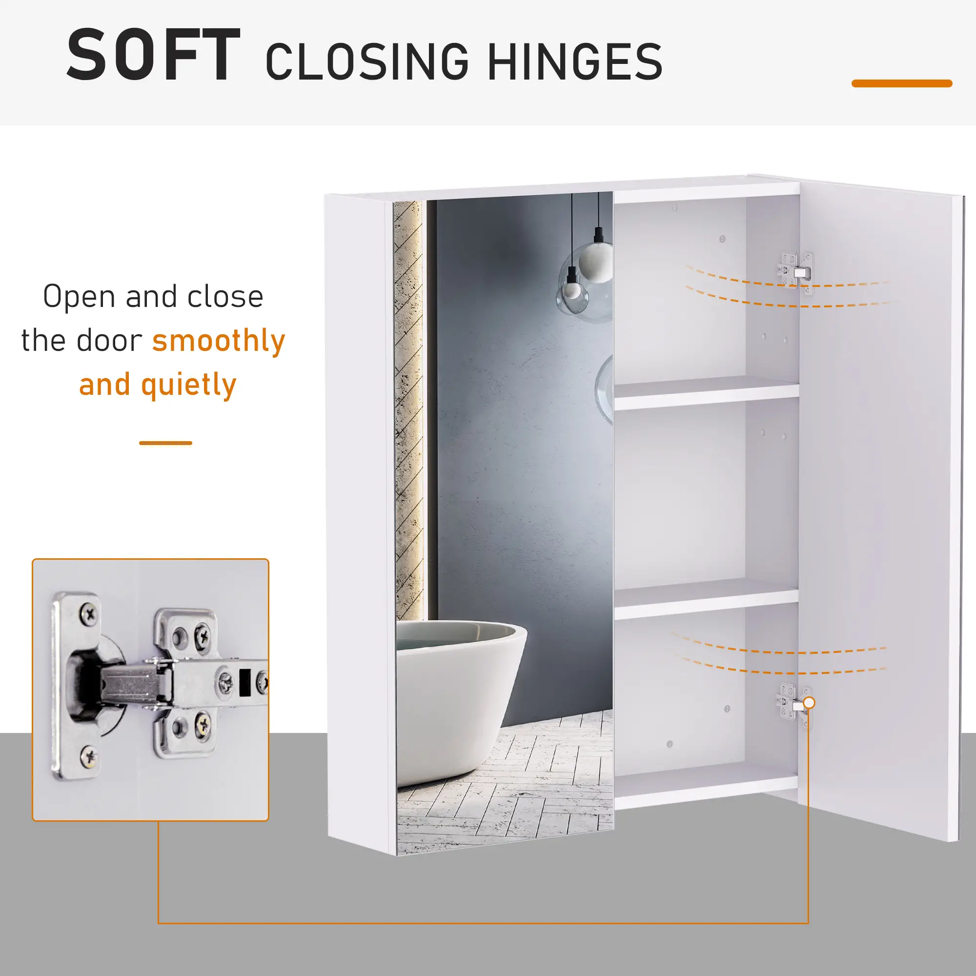 Wall Mount Medicine Cabinet with Mirror, Adjustable Shelf, Double Door, Soft Closing, 23.5" x 29.5", Light Lilac - Image 6