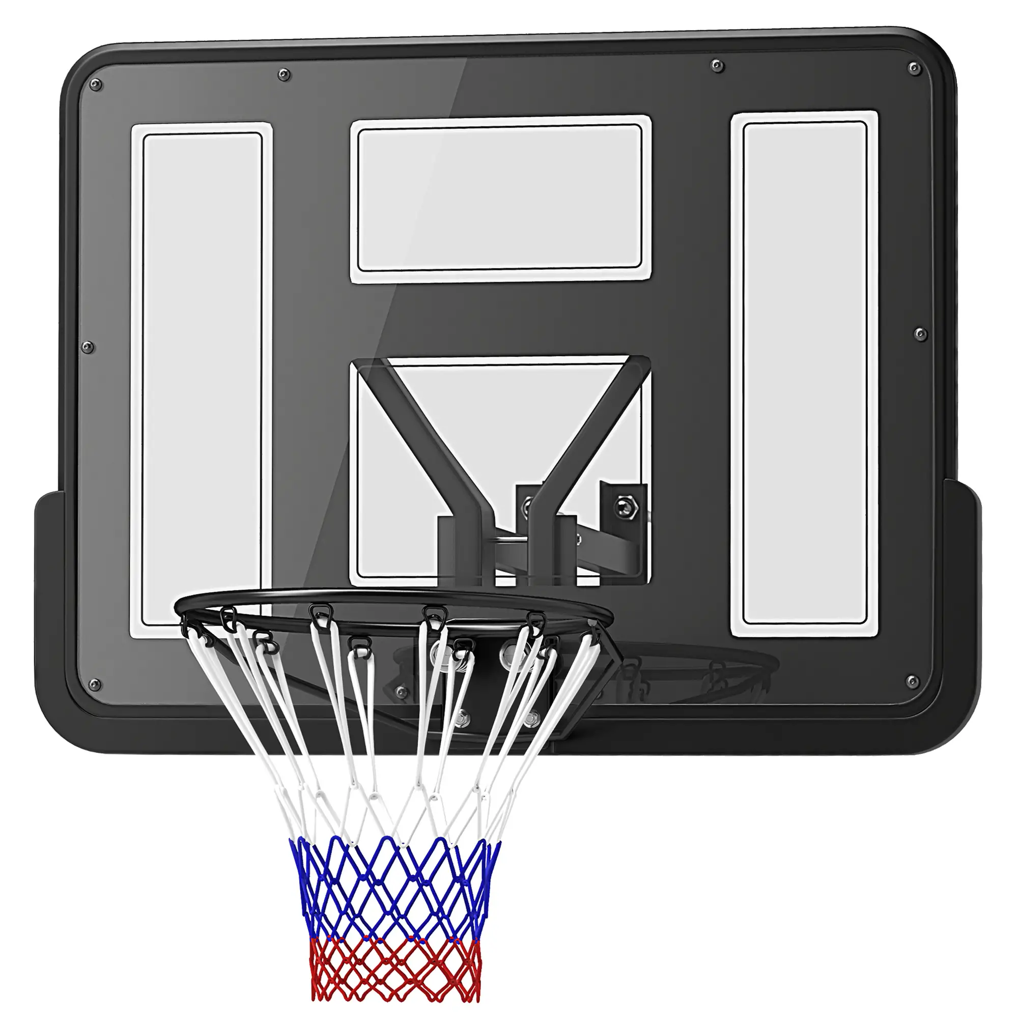 Wall Mounted Basketball Hoop, 43" Shatter Resistant Backboard, All Weather Net