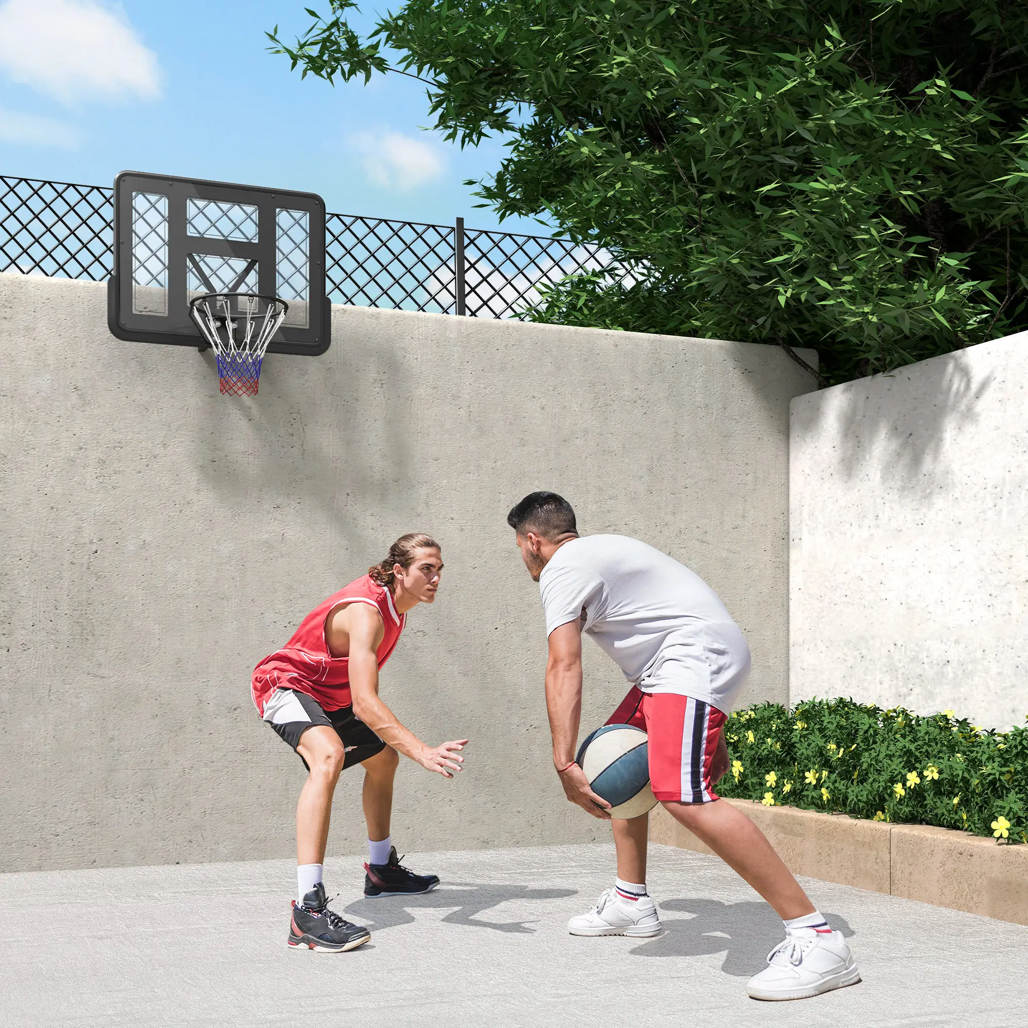 Wall Mounted Basketball Hoop, 43" Shatter Resistant Backboard, All Weather Net - Image 8