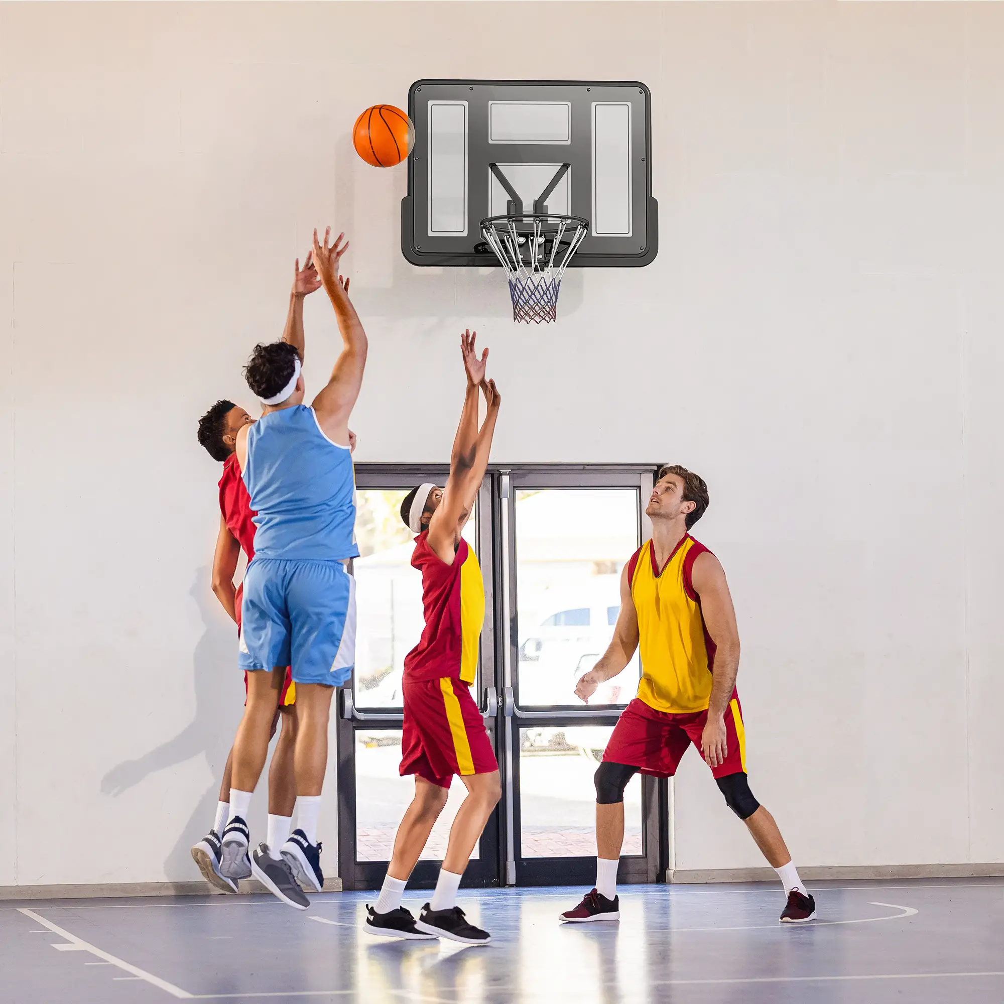 Wall Mounted Basketball Hoop, 43" Shatter Resistant Backboard, All Weather Net - Image 9