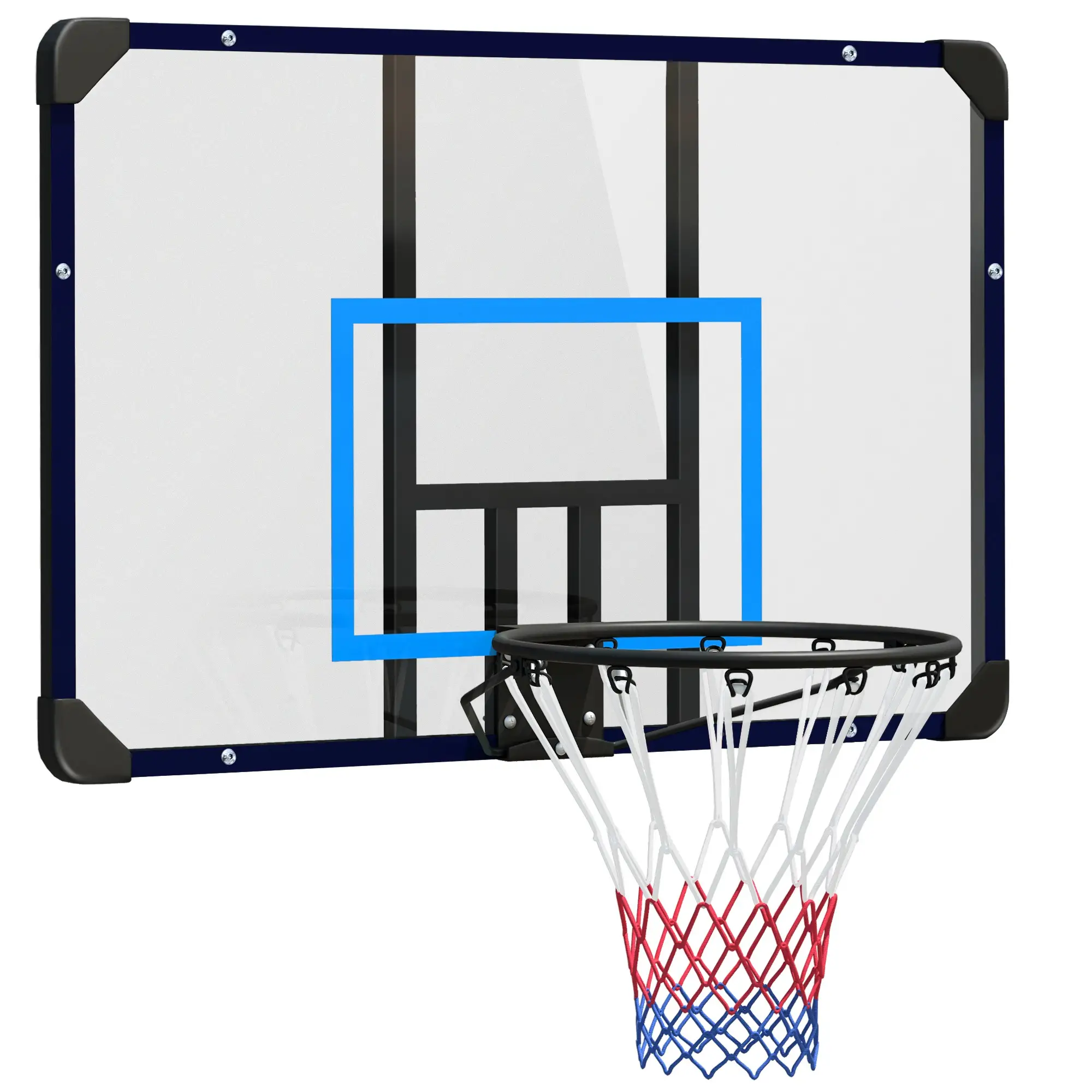 Wall Mounted Basketball Hoop, 45" x 29" Backboard, Durable Rim, All-Weather Net