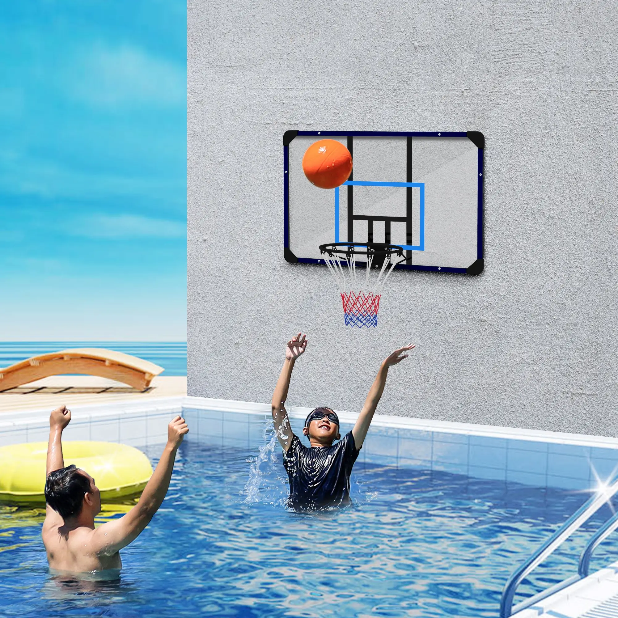 Wall Mounted Basketball Hoop, 45" x 29" Backboard, Durable Rim, All-Weather Net - Image 7