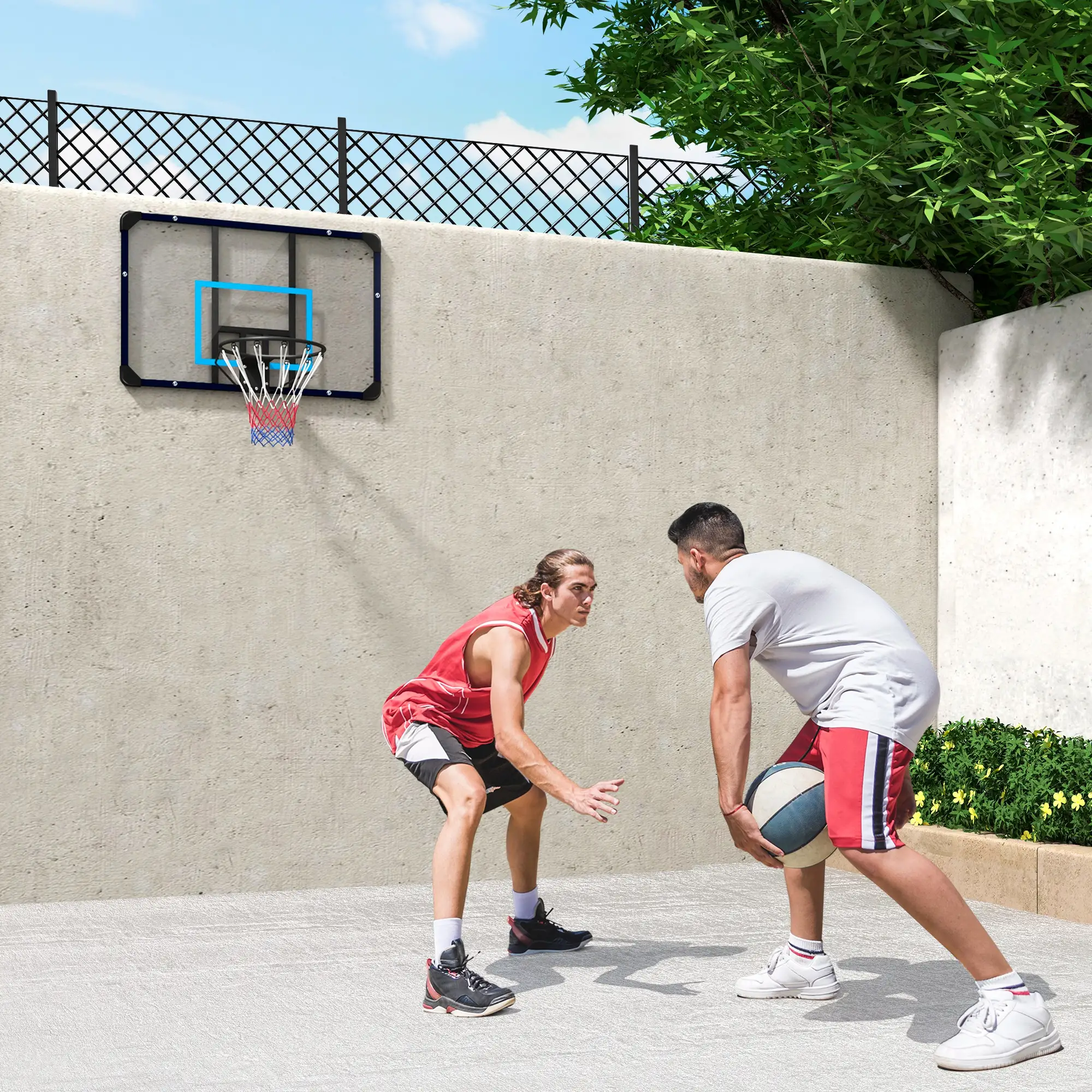 Wall Mounted Basketball Hoop, 45" x 29" Backboard, Durable Rim, All-Weather Net - Image 8