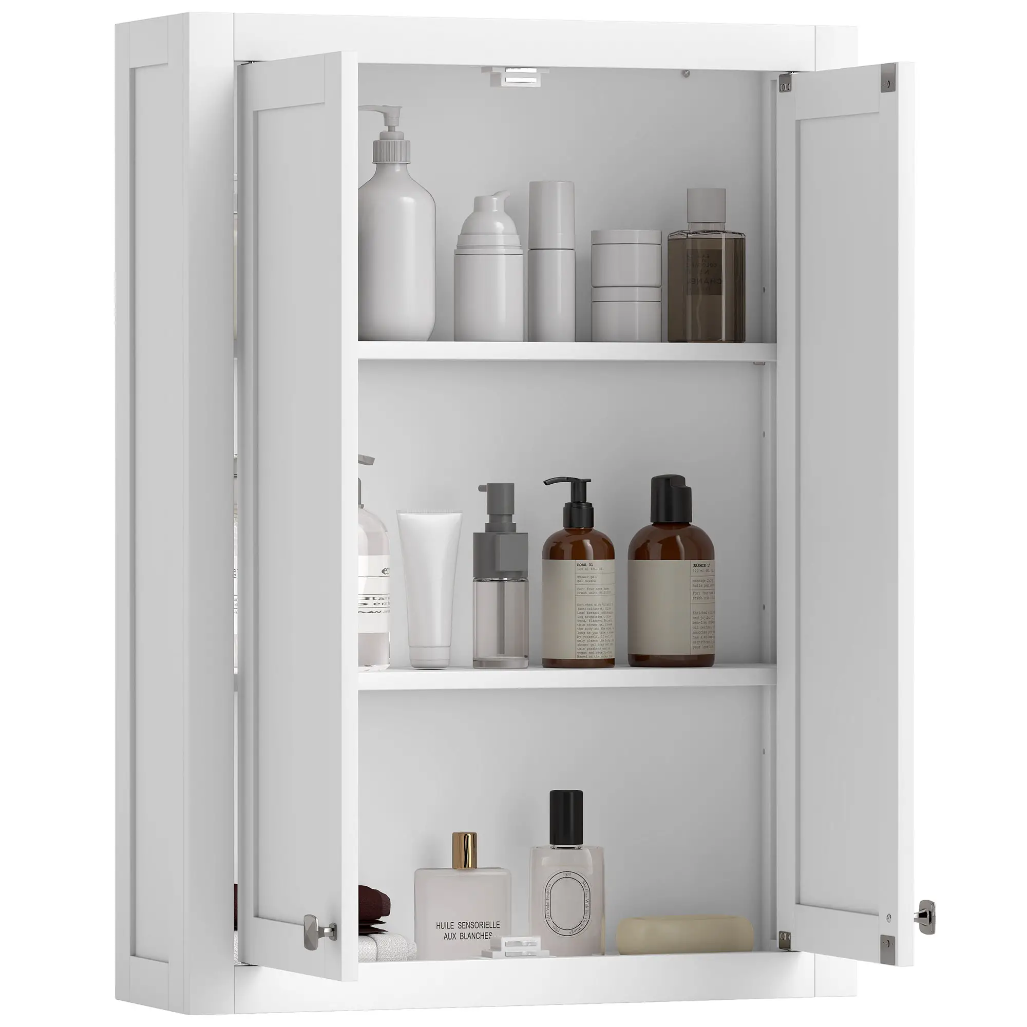 Wall Mounted Bathroom Cabinet, 2 Doors, 2 Adjustable Shelves, White - Image 11