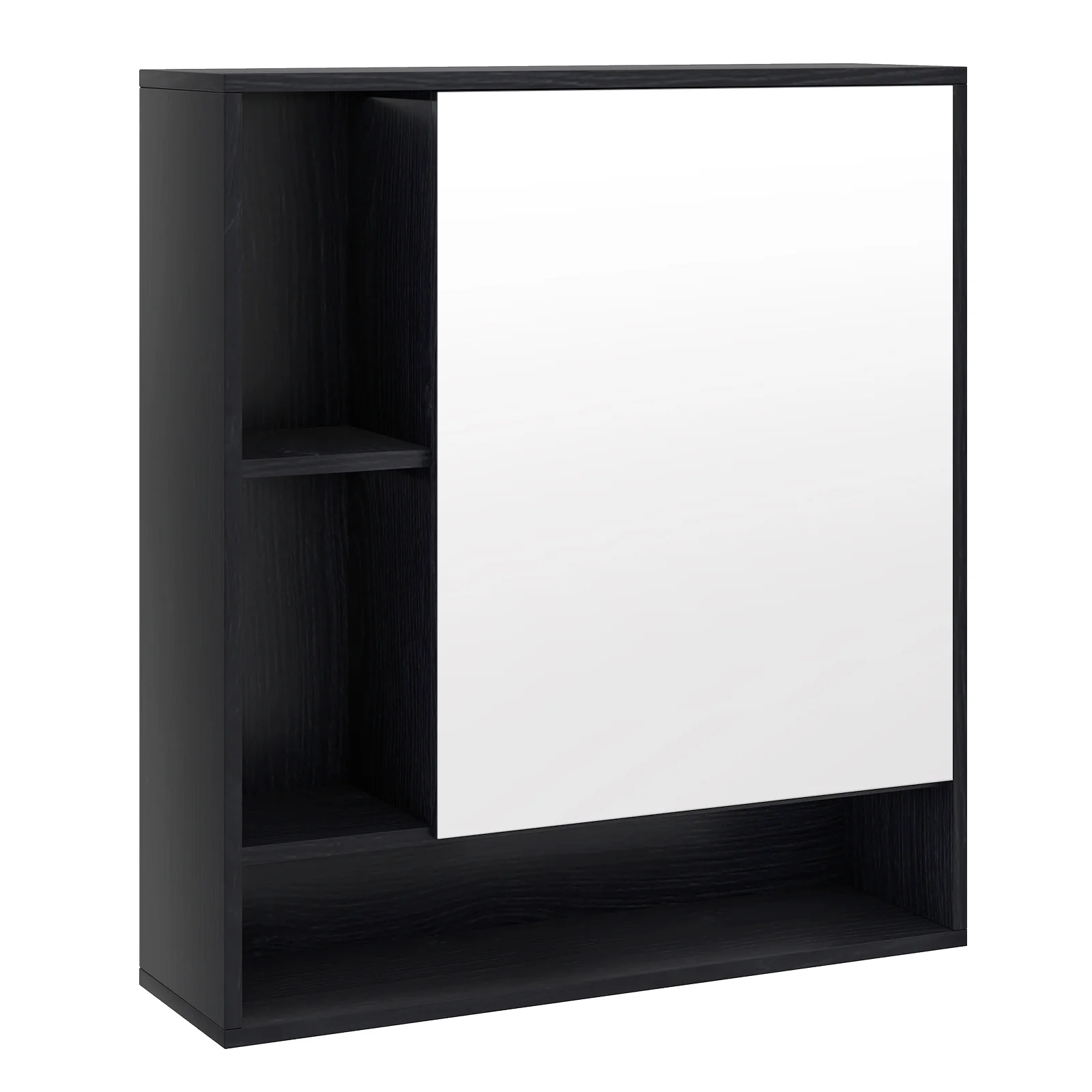 Wall Mounted Bathroom Cabinet With Mirror, Single Door, Black