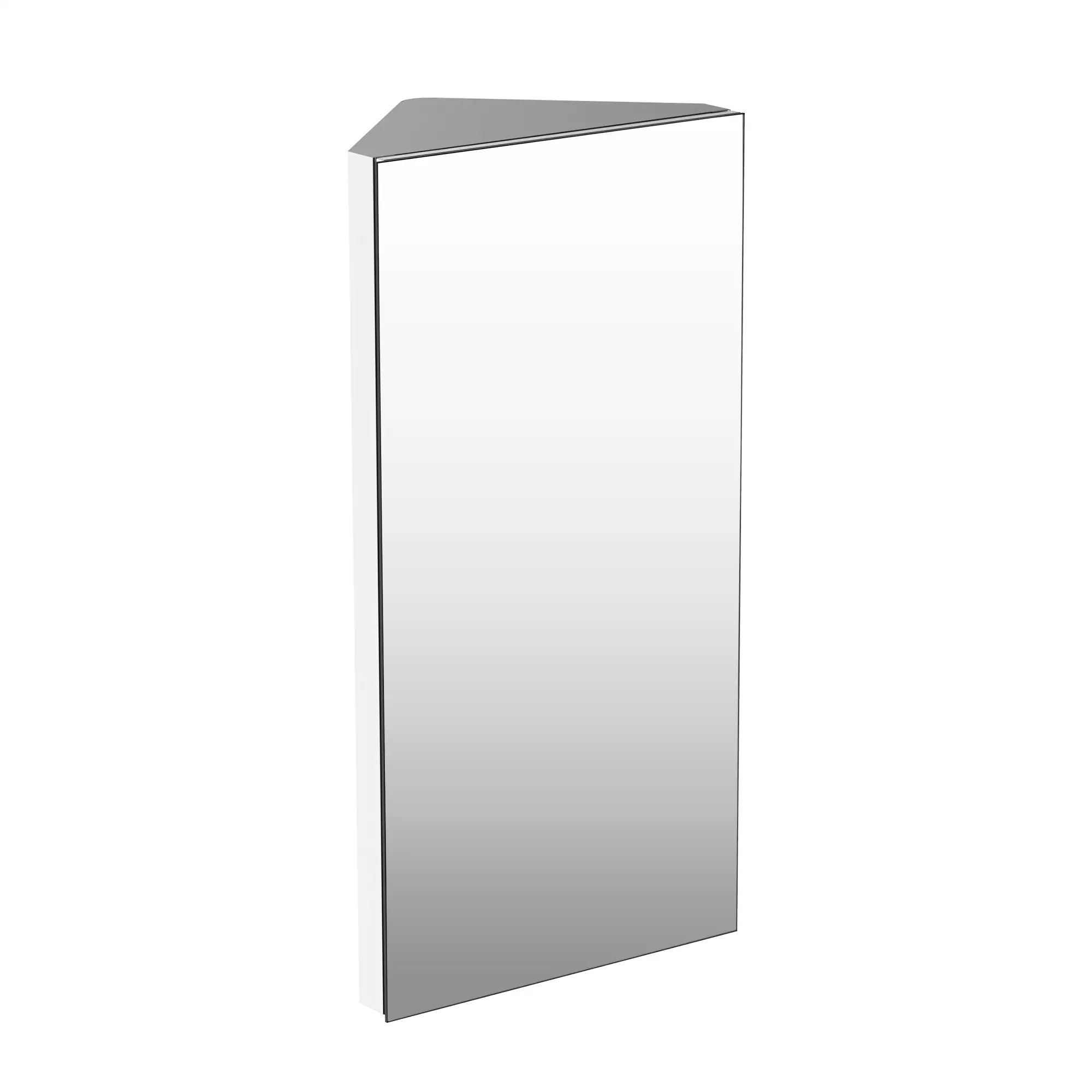 Wall Mounted Bathroom Corner Mirror Cabinet, Single Door, Stainless Steel