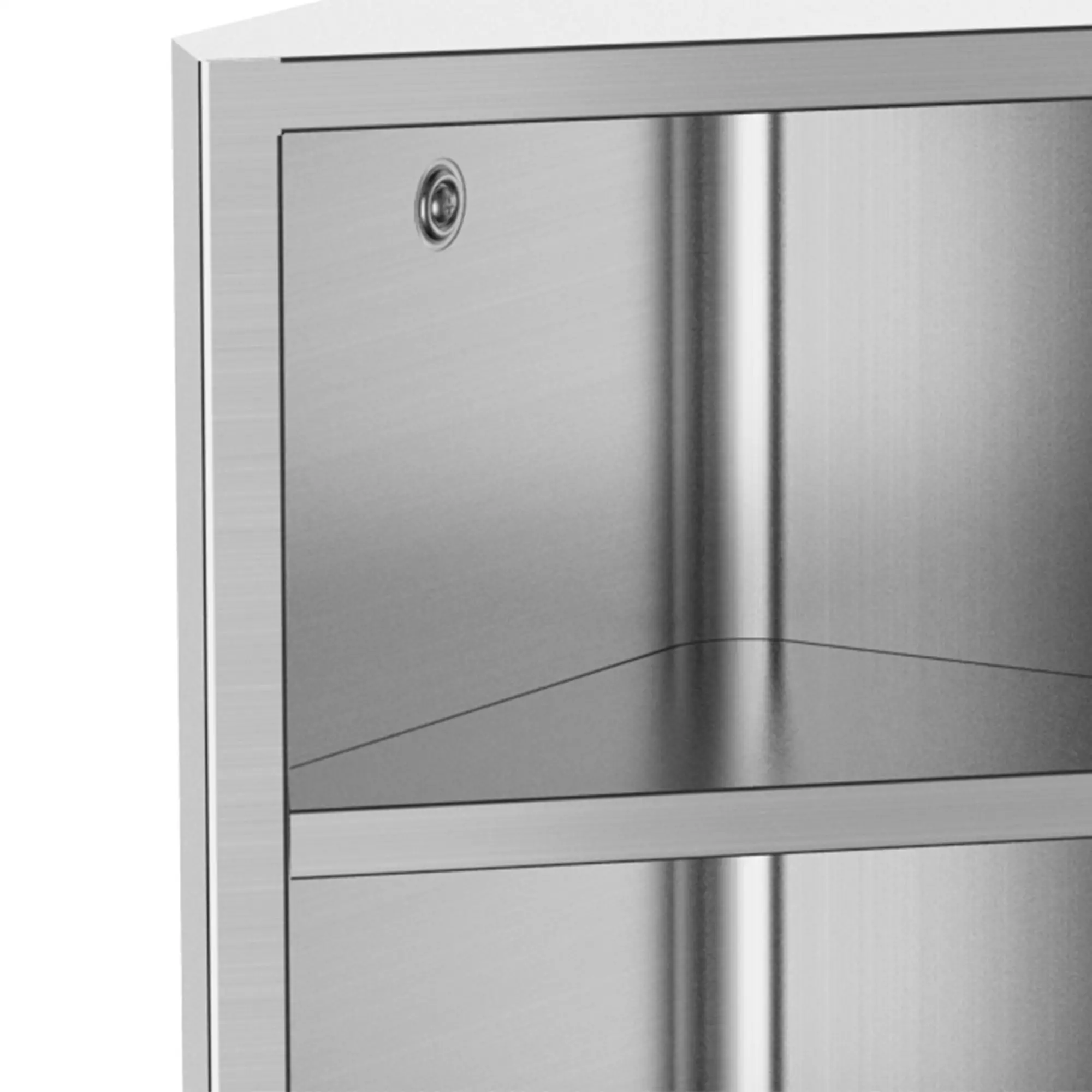 Wall Mounted Bathroom Corner Mirror Cabinet, Single Door, Stainless Steel - Image 9