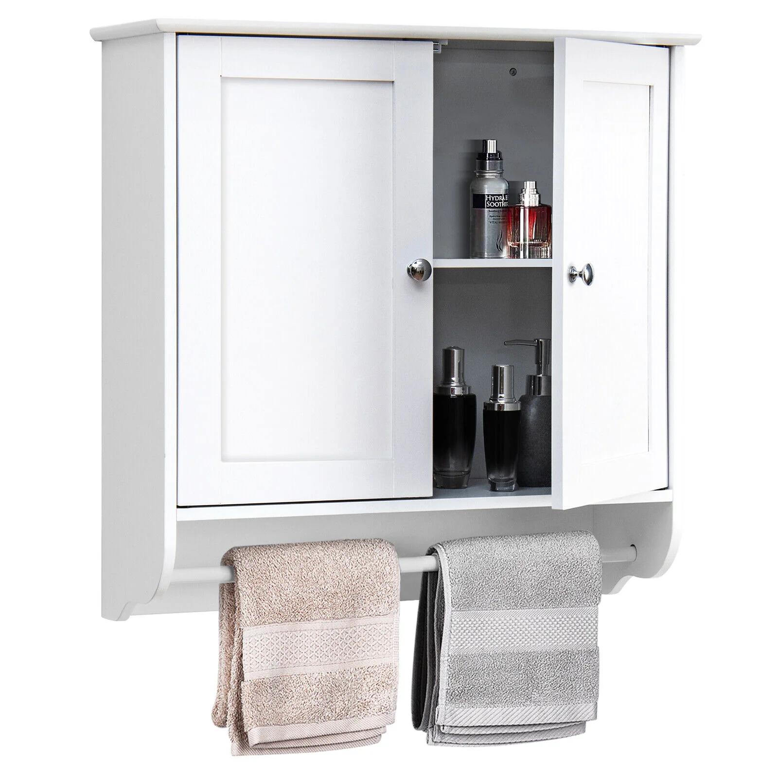 Wall Mounted Bathroom Medicine Cabinet With Towel Bar, White - Image 5
