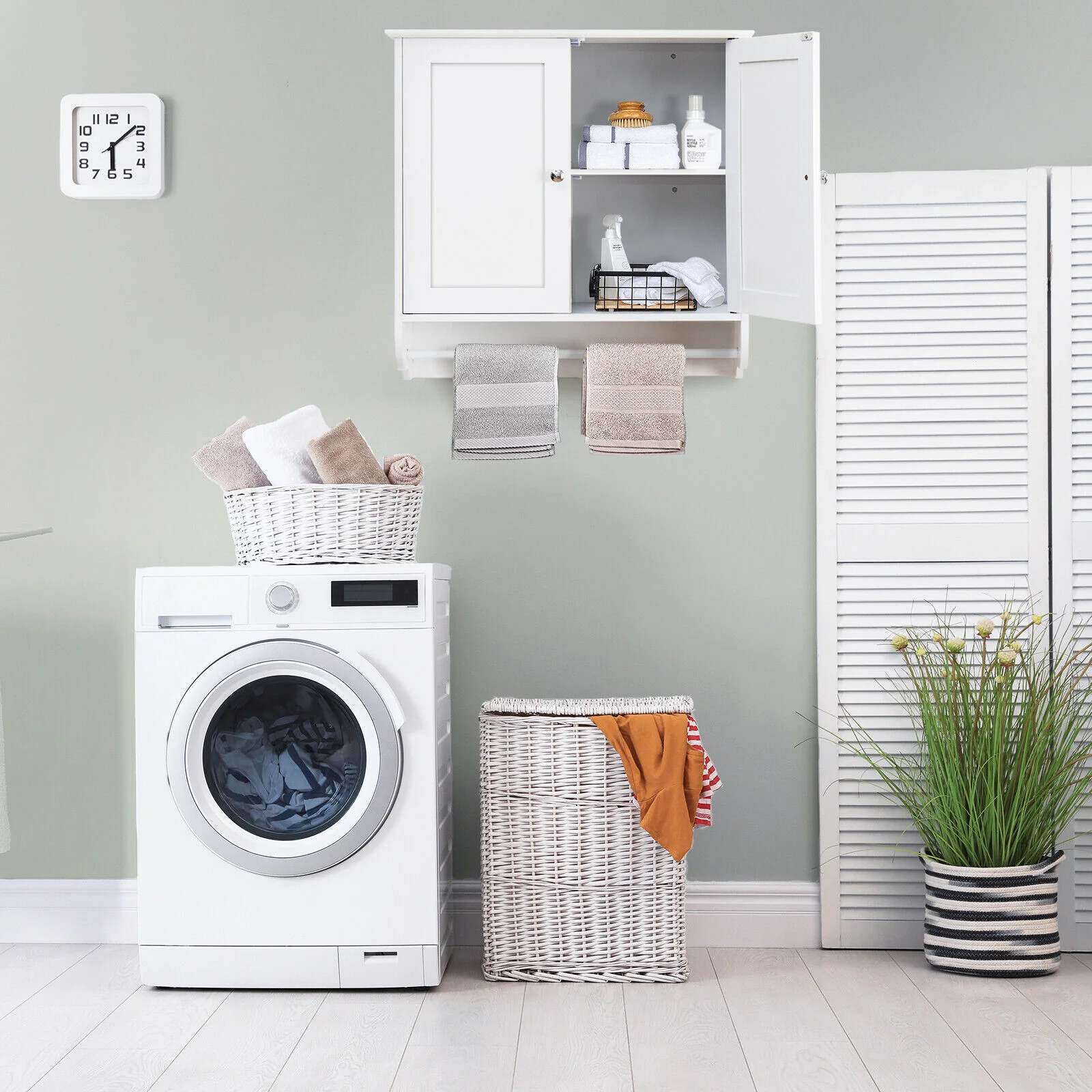 Wall Mounted Bathroom Medicine Cabinet With Towel Bar, White - Image 8