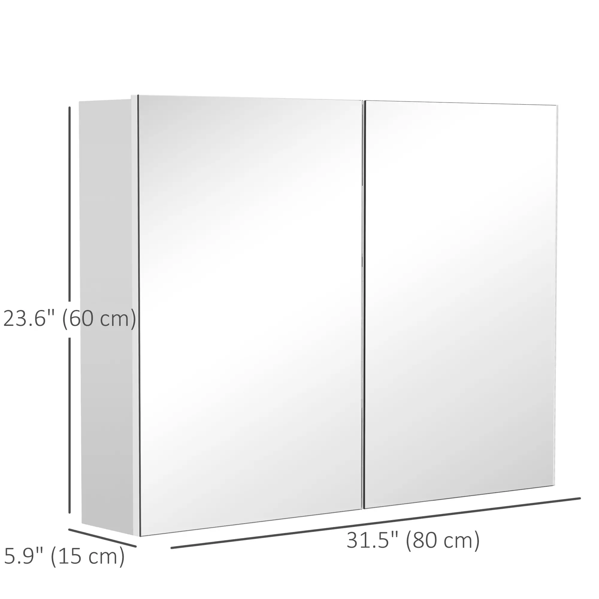 Wall-Mounted Bathroom Mirror Cabinet, Double Doors, Adjustable Shelf, Lilac - Image 3