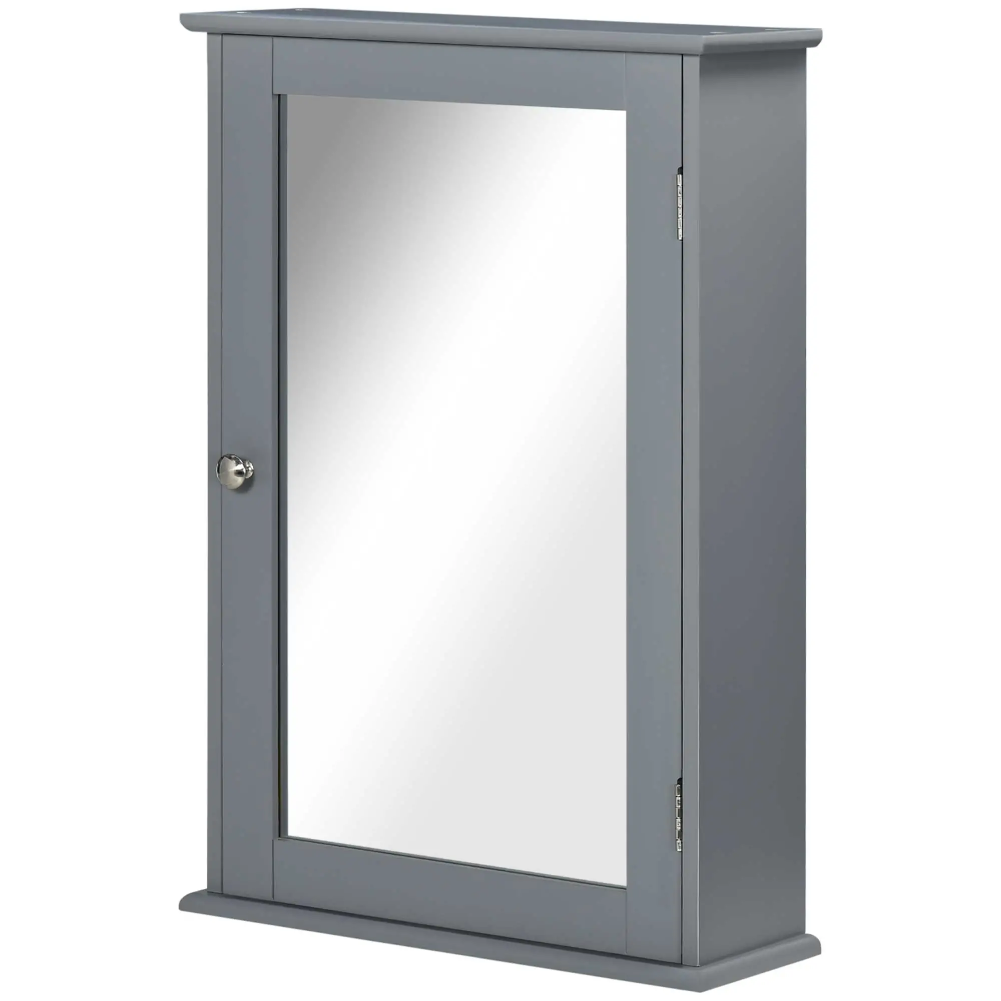 Wall Mounted Bathroom Mirror Cabinet, With Door and Shelves, Grey - Image 11