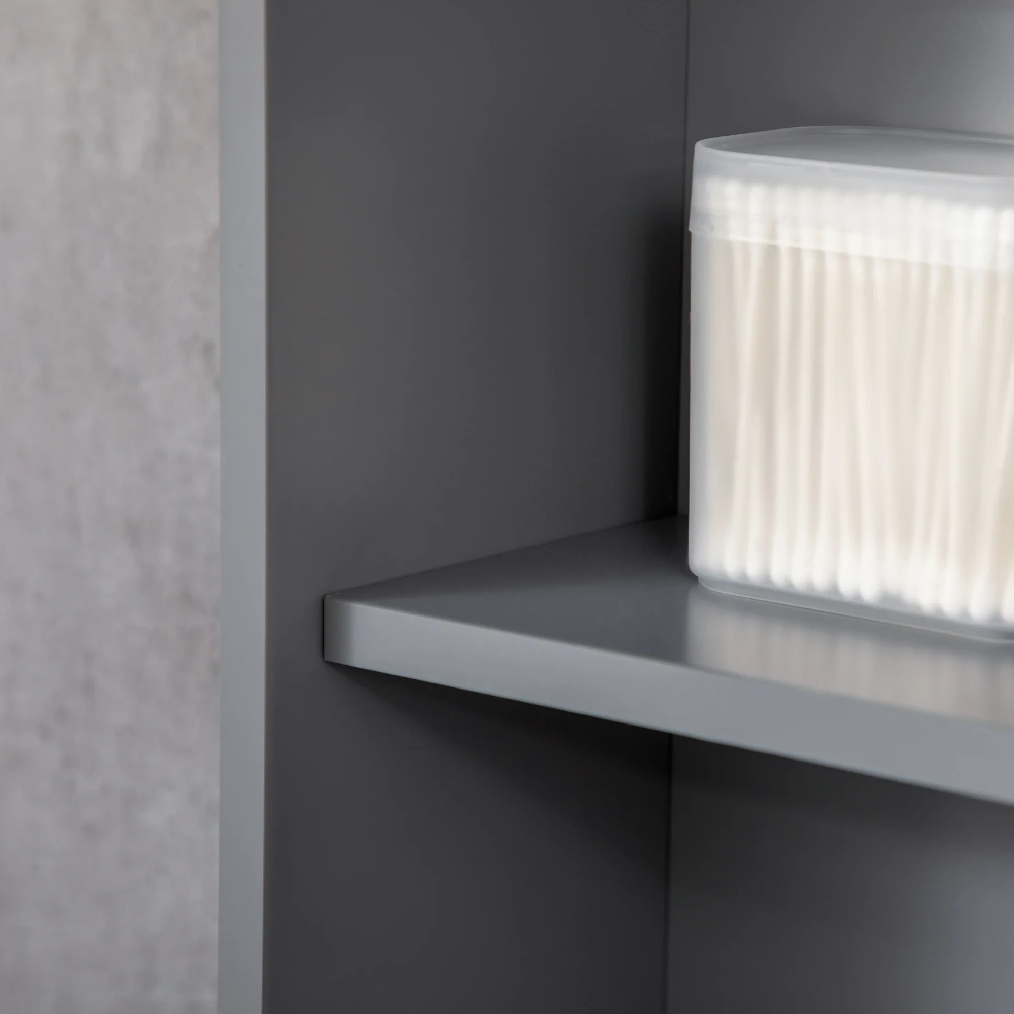Wall Mounted Bathroom Mirror Cabinet, With Door and Shelves, Grey - Image 7