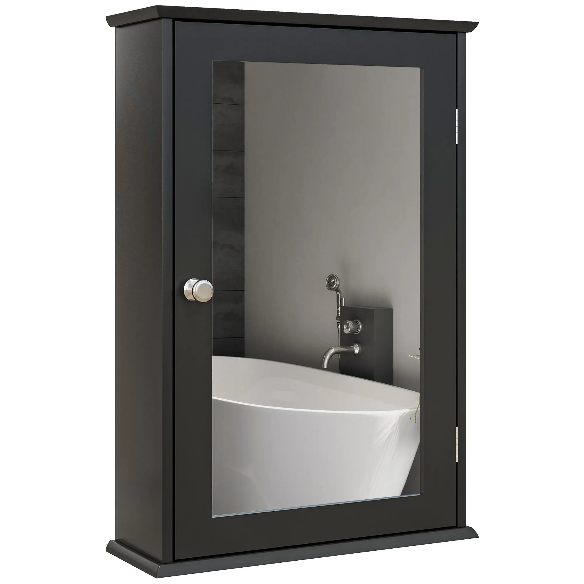 Wall Mounted Bathroom Mirror Cabinet with Shelves, Black - Image 11