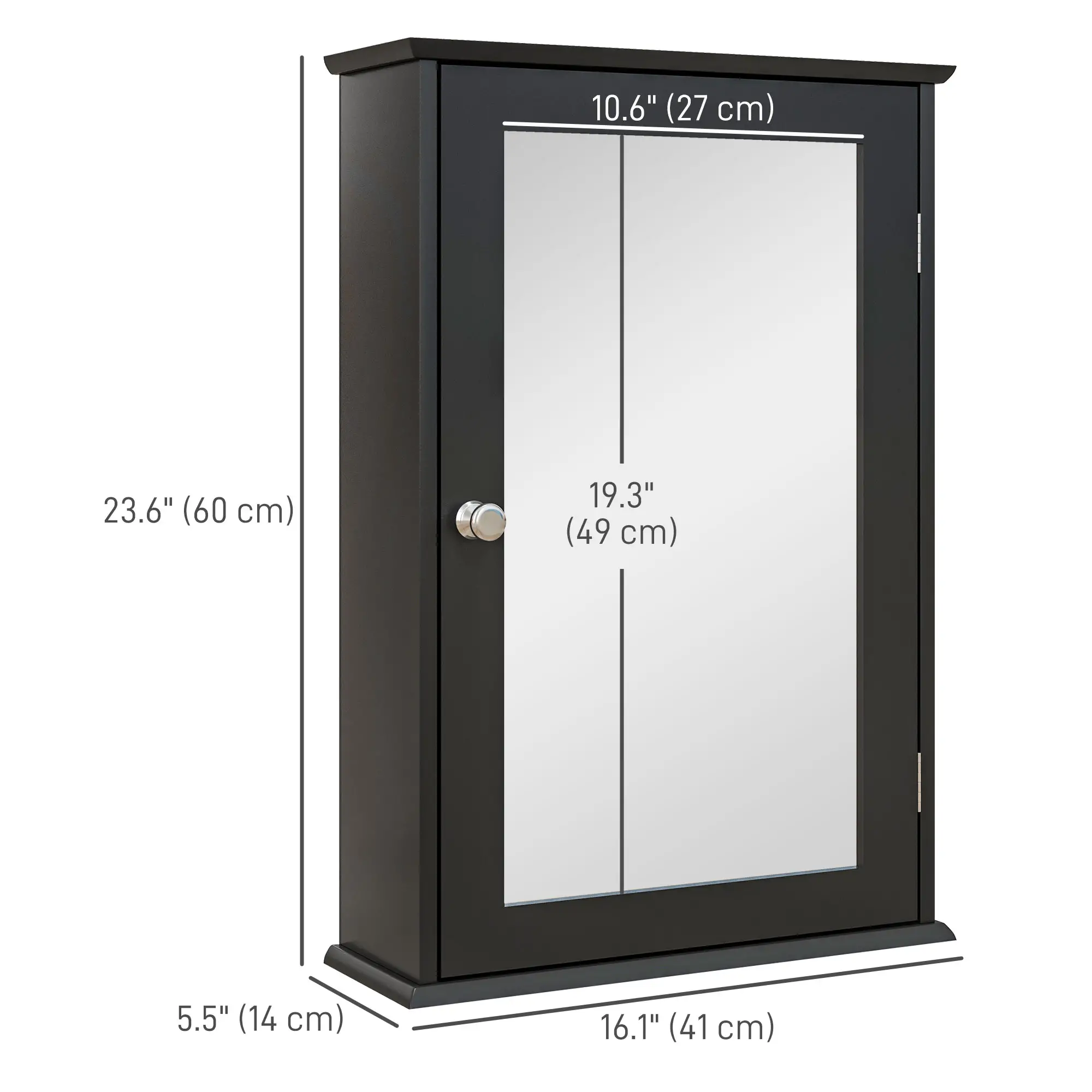 Wall Mounted Bathroom Mirror Cabinet with Shelves, Black - Image 3