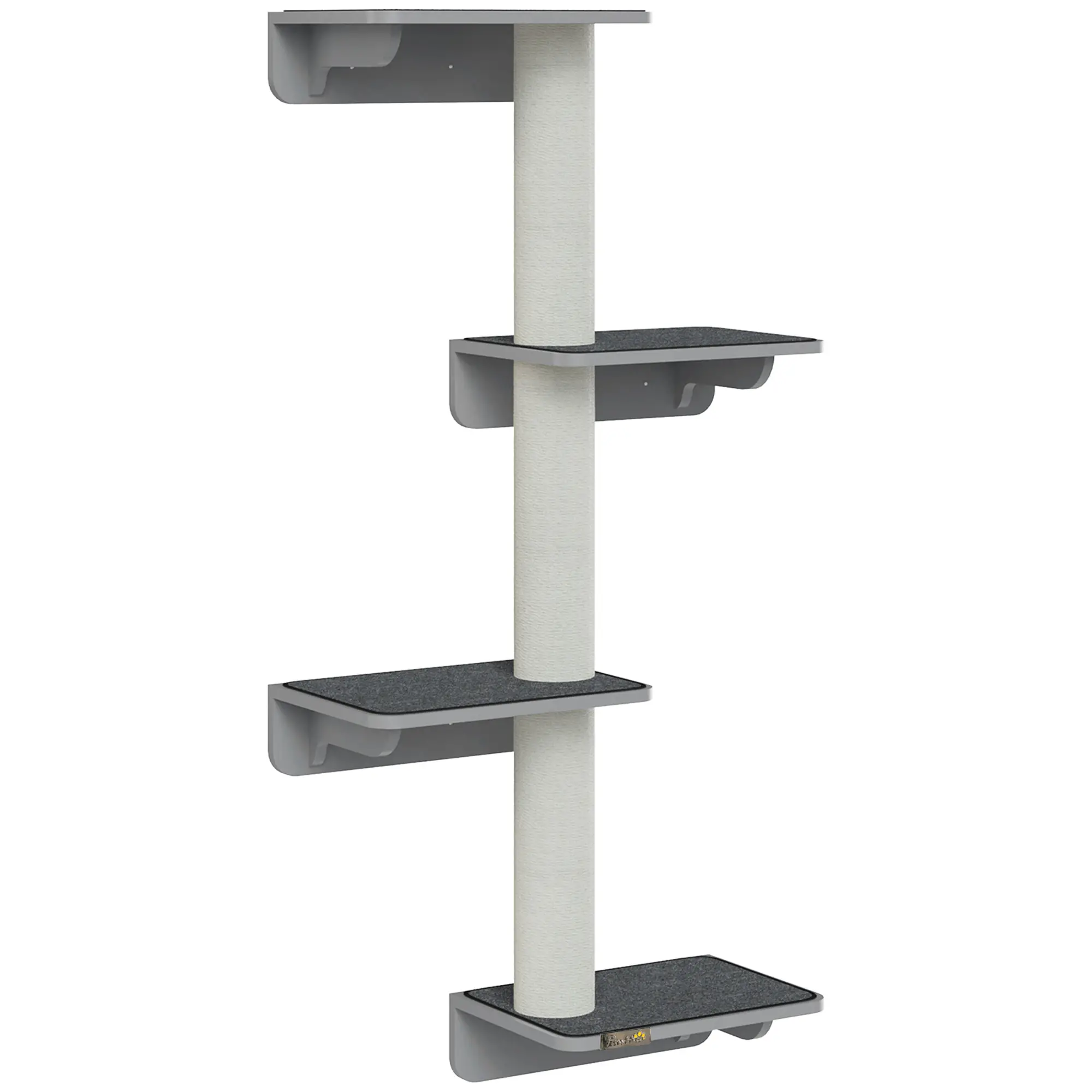 Wall-Mounted Cat Shelf, 4 Platforms, 3 Scratching Posts, Light Grey - Image 10