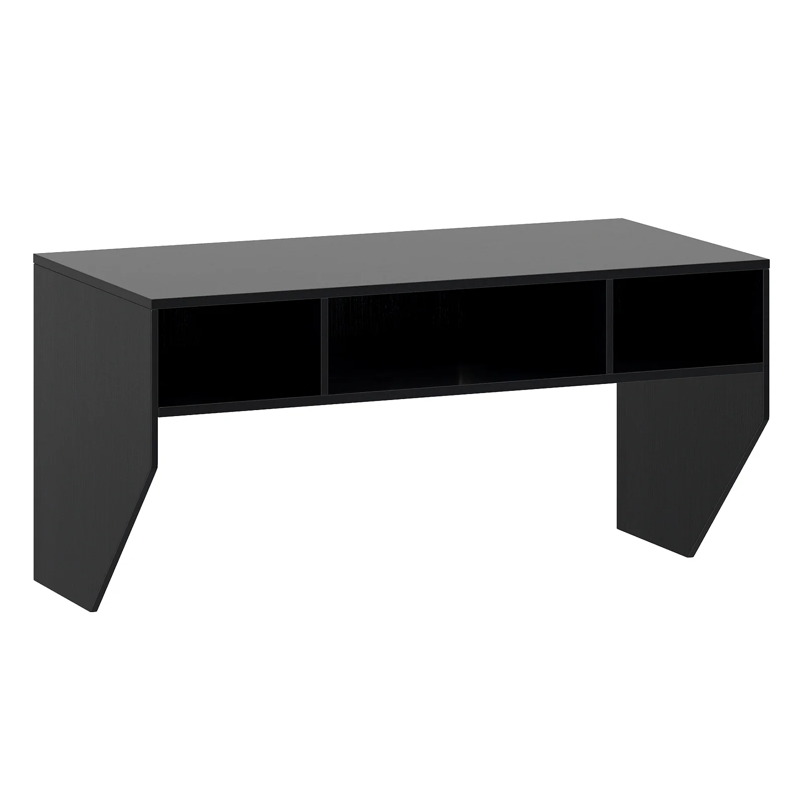 Wall-Mounted Computer Desk Floating Laptop Desk with 3 Storage Compartments, Black - Image 5