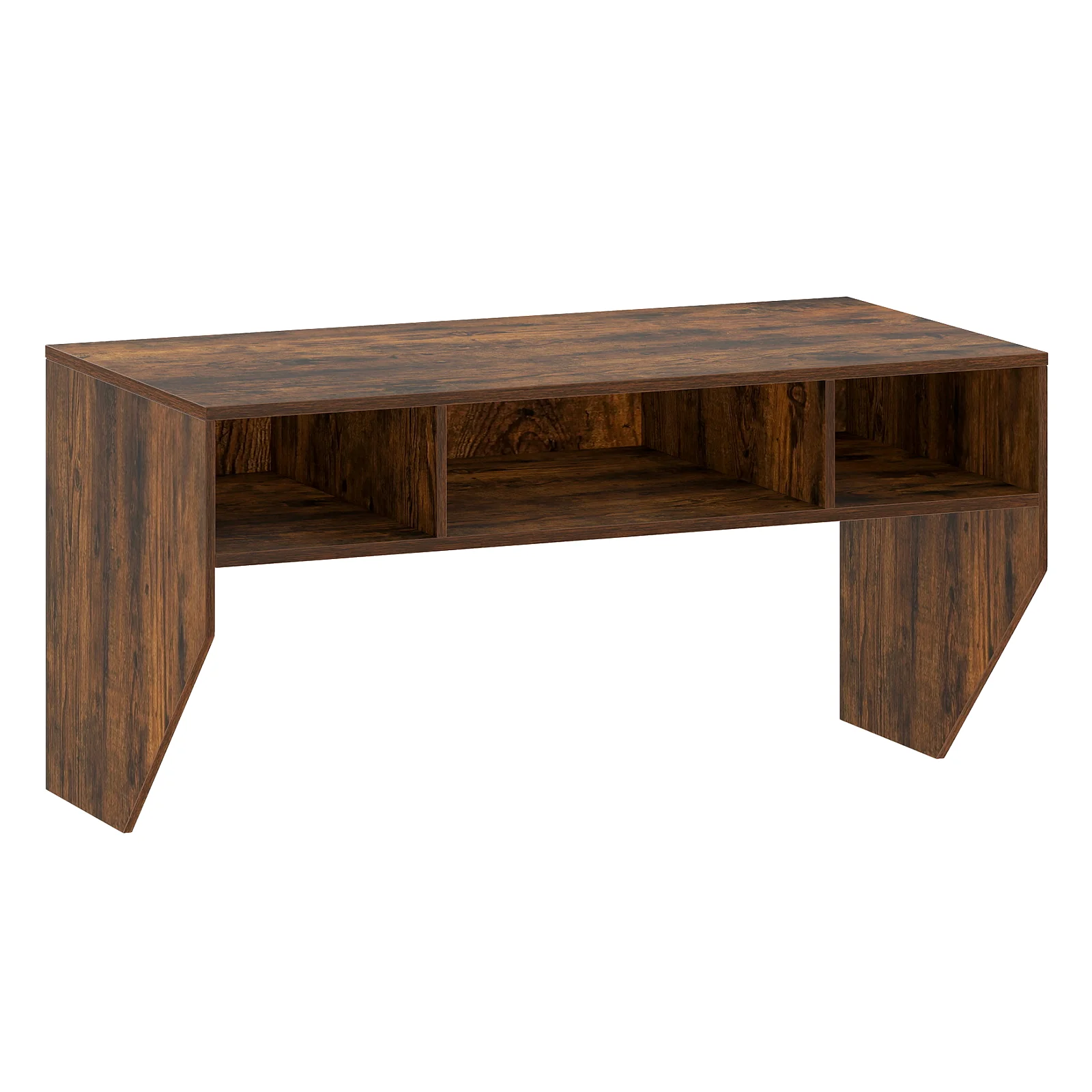 Wall-Mounted Computer Desk Floating Laptop Desk with 3 Storage Compartments, Rustic Brown - Image 5