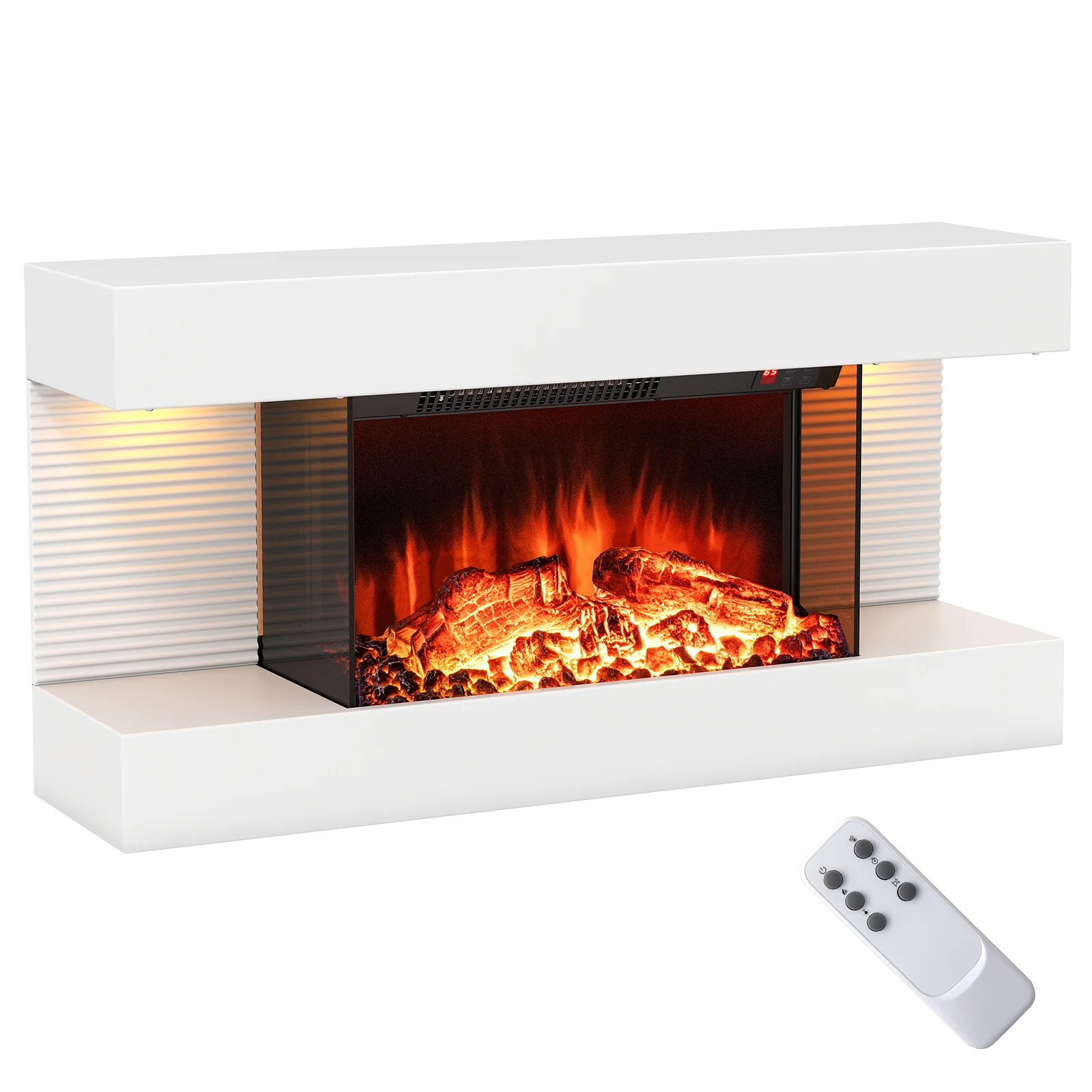Wall Mounted Electric Fireplace, 18/36 Inch, 32/50 Inch Wide Floating Mantle
