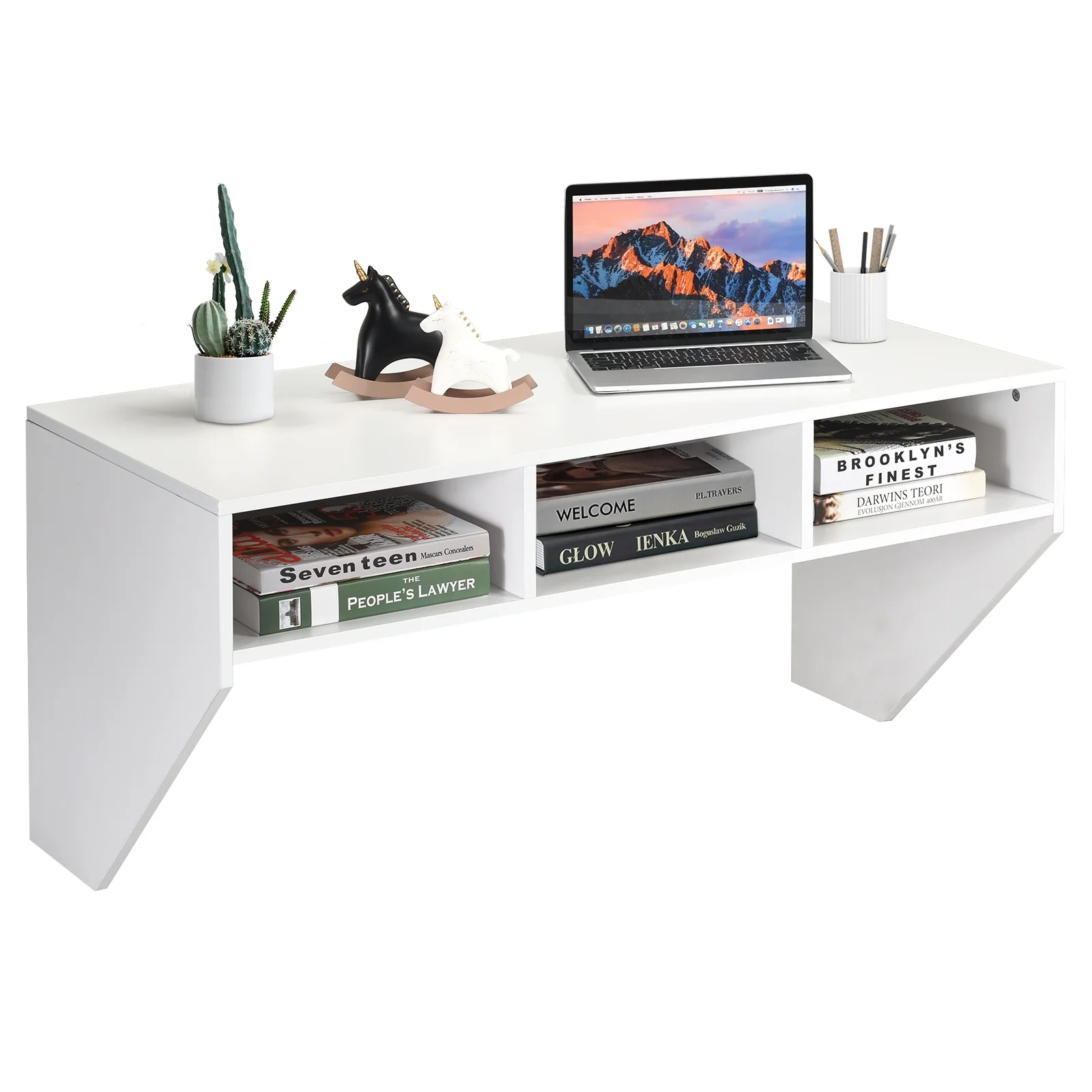 Wall Mounted Floating Computer Desk, White - Image 4