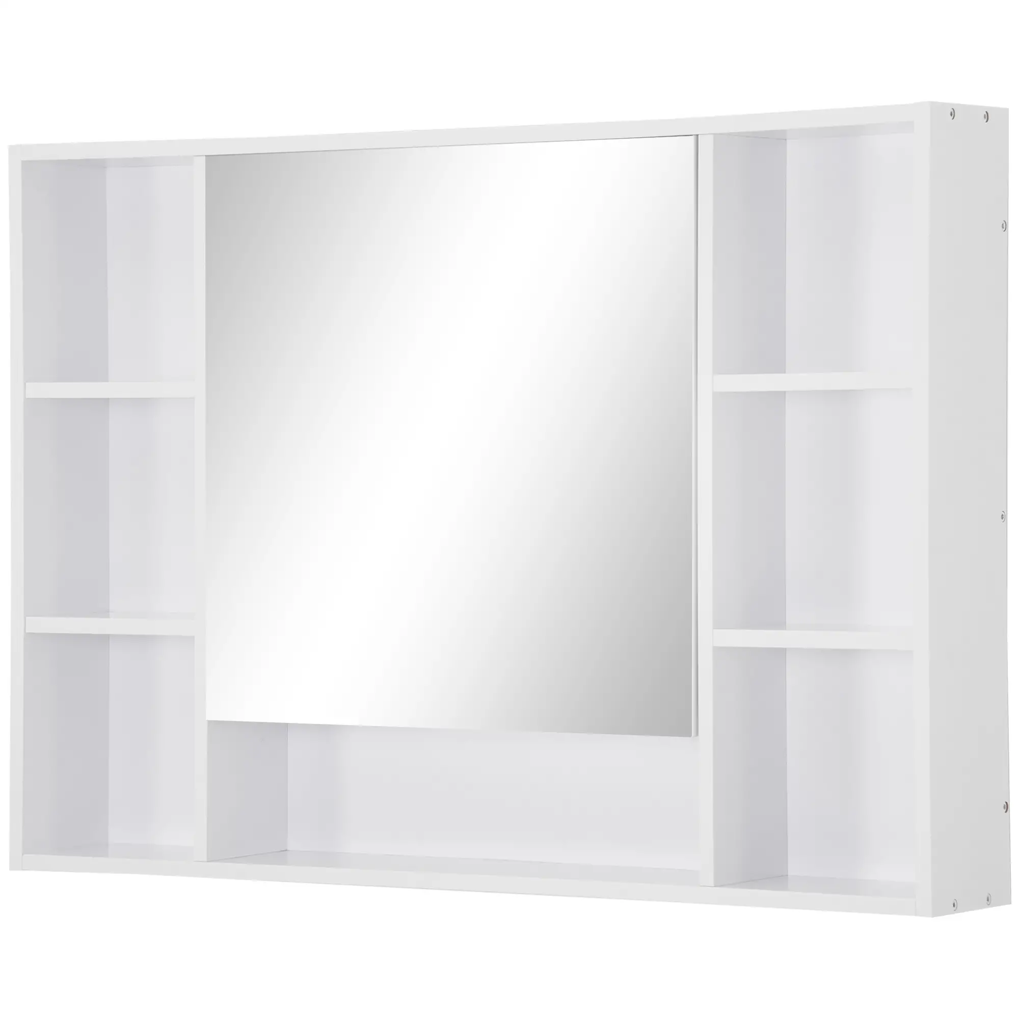 Wall Mounted Medicine Cabinet, 39.25"W x 27.5"H Bathroom Mirror Cabinet with Single Mirrored Door, Shelves and Storage Cupboard, White - Image 11